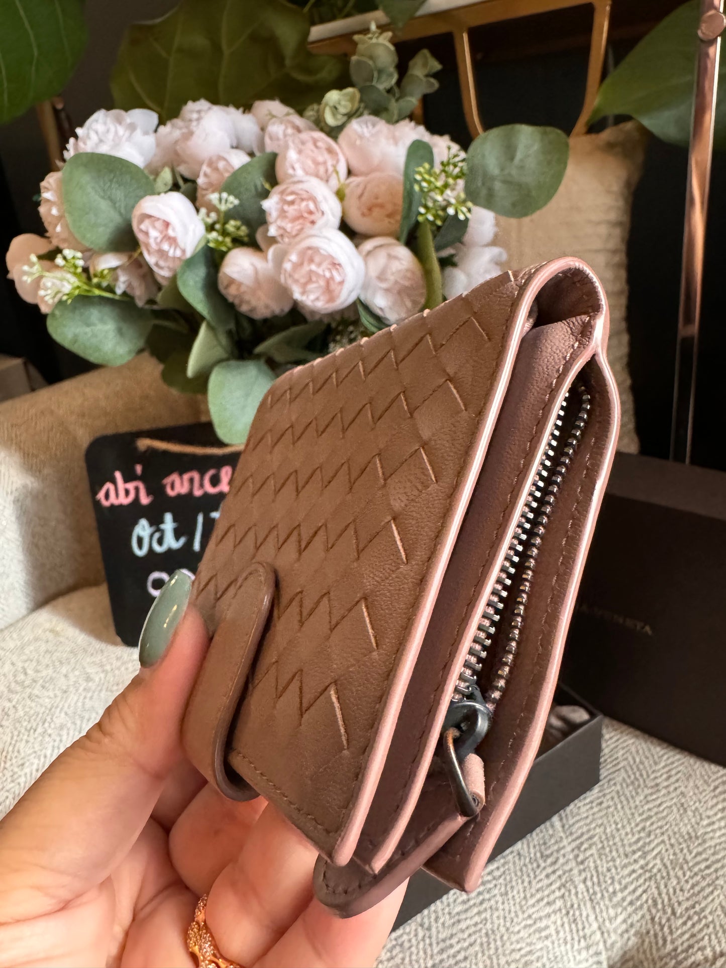 Bottega Veneta Compact Wallet in blush