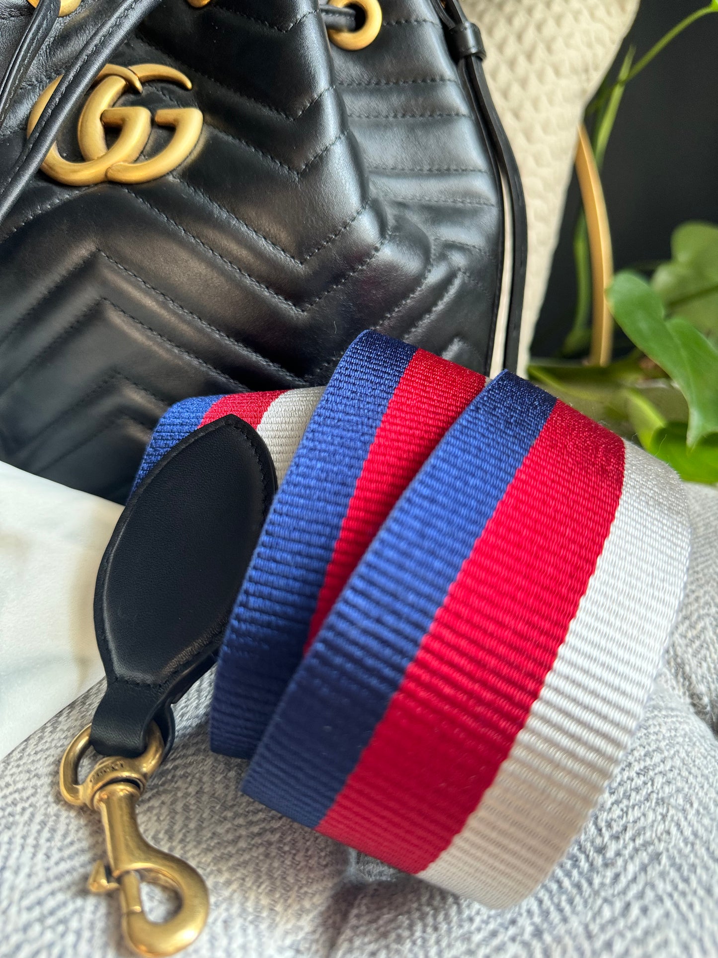 Gucci Calfskin Matelasse Sylvie Web GG Marmont Bucket Bag