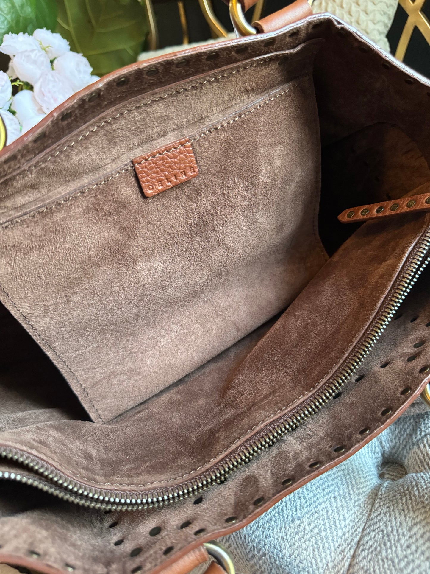 Celine Vintage Studded Leather Tote