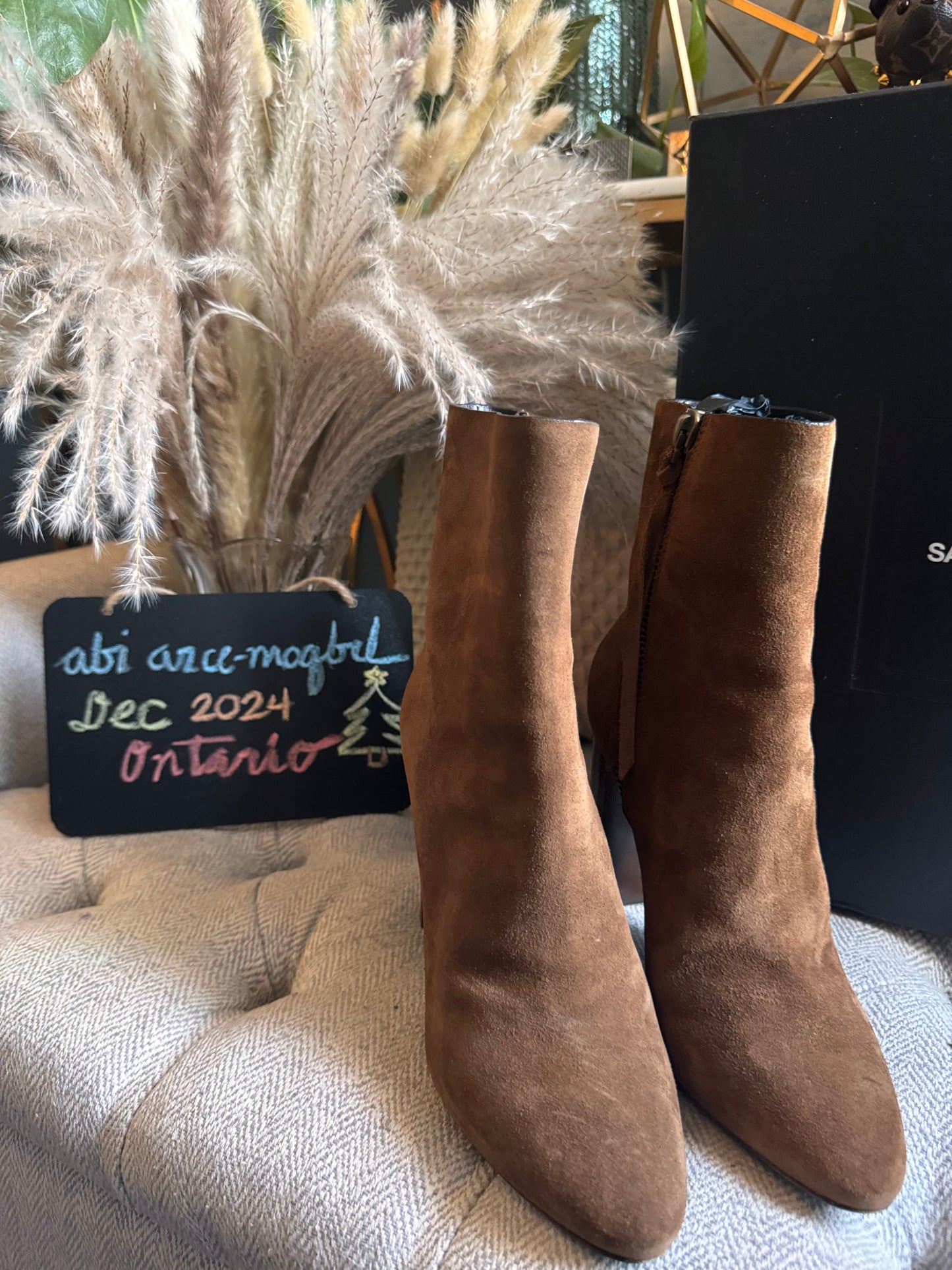 YSL Suede Heeled boots