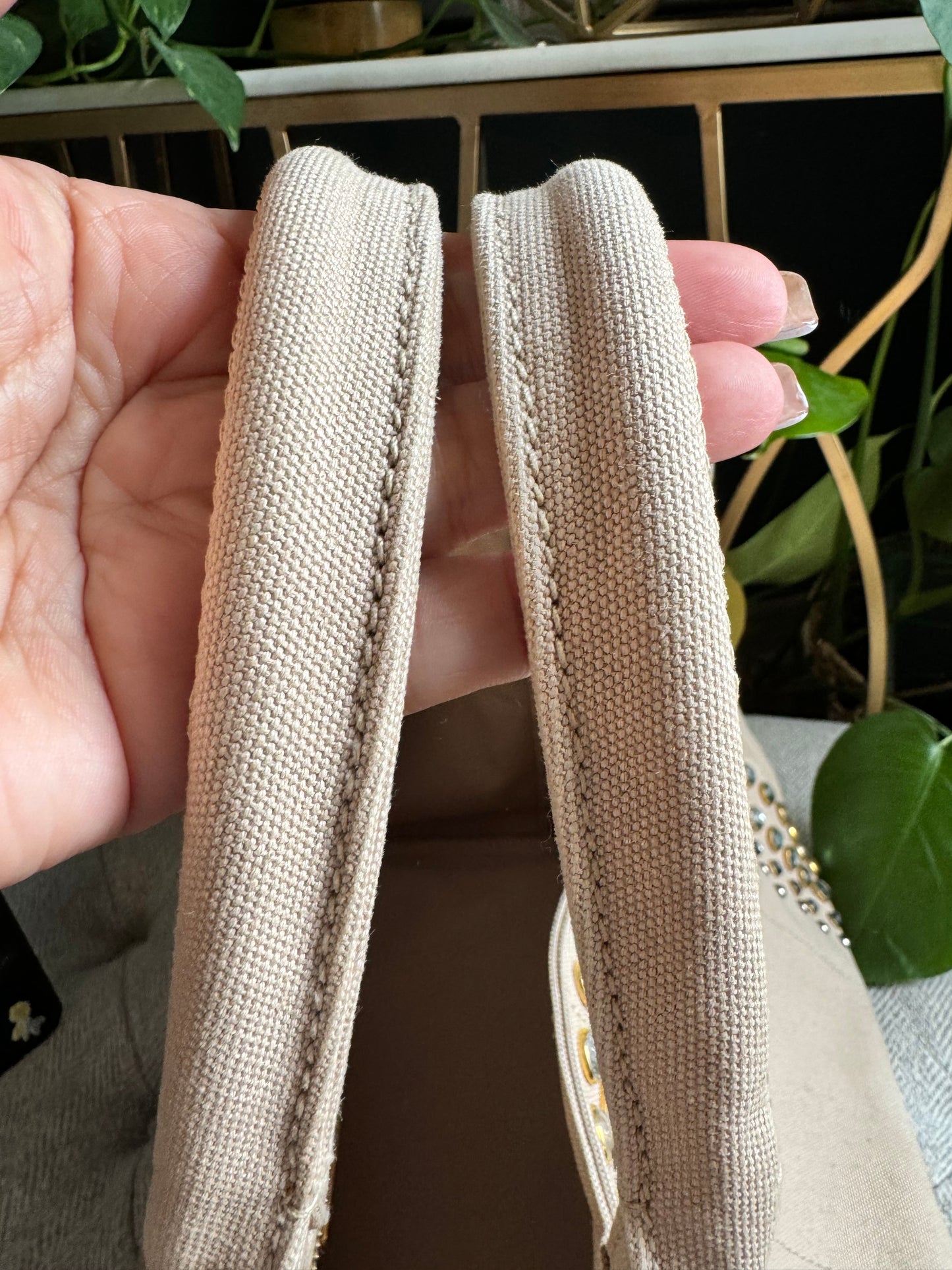 Prada Studded Canapa Tote
