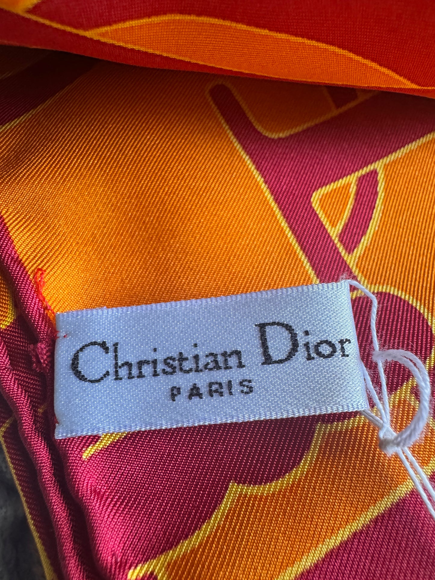 Vintage 1970's/80's CHRISTIAN DIOR Silk Scarf / Hand Rolled Edge / Retro Collectible Rare