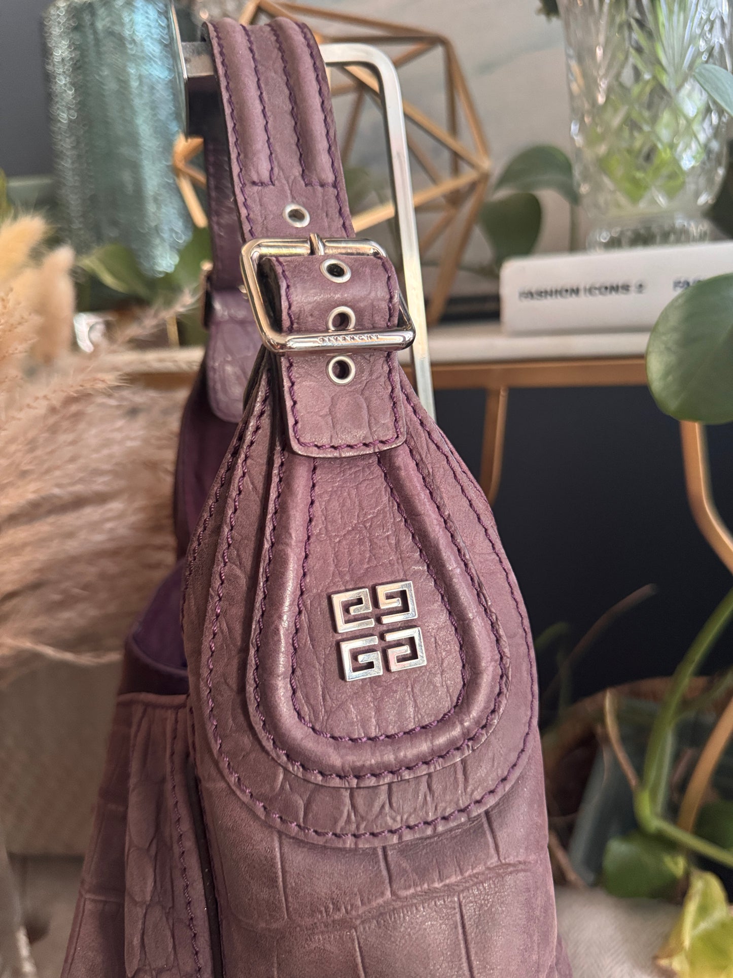 Givenchy Croc Embossed Calfskin Hobo