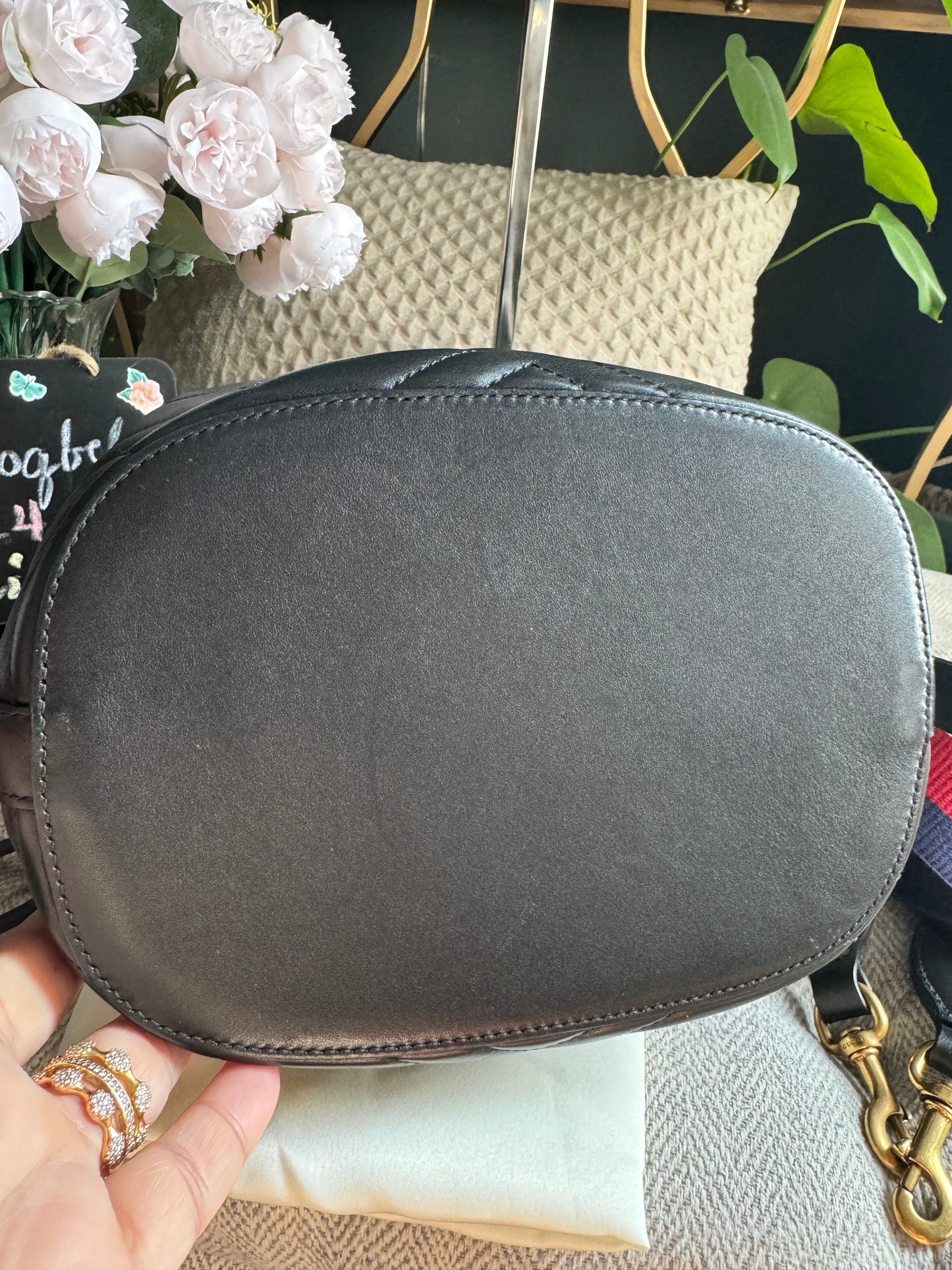 Gucci Calfskin Matelasse Sylvie Web GG Marmont Bucket Bag