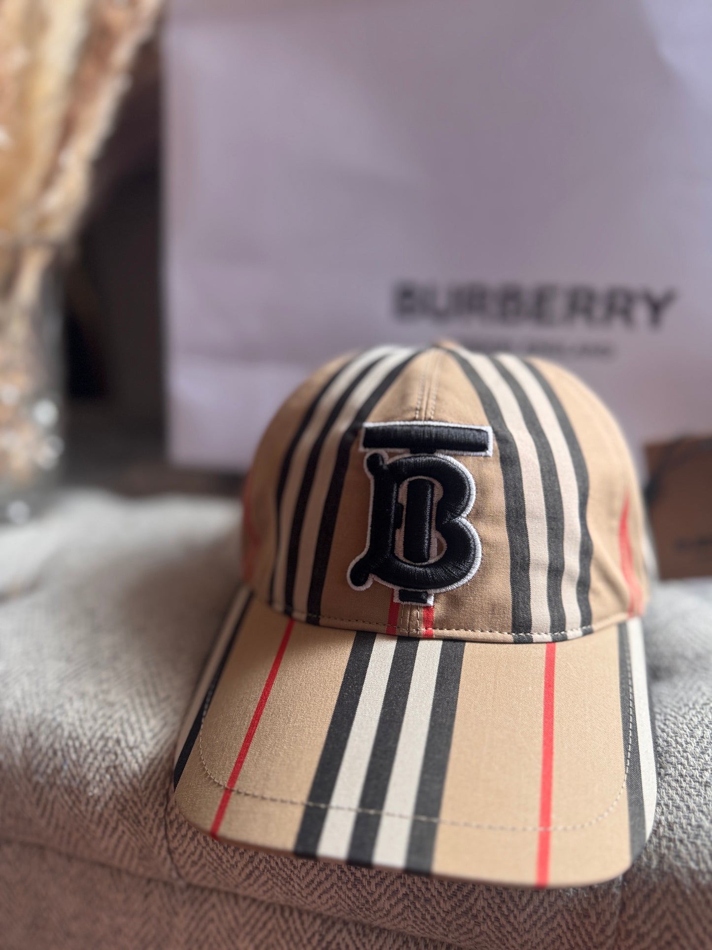 Burberry Vintage Check Cotton Monogram Motif Baseball Cap