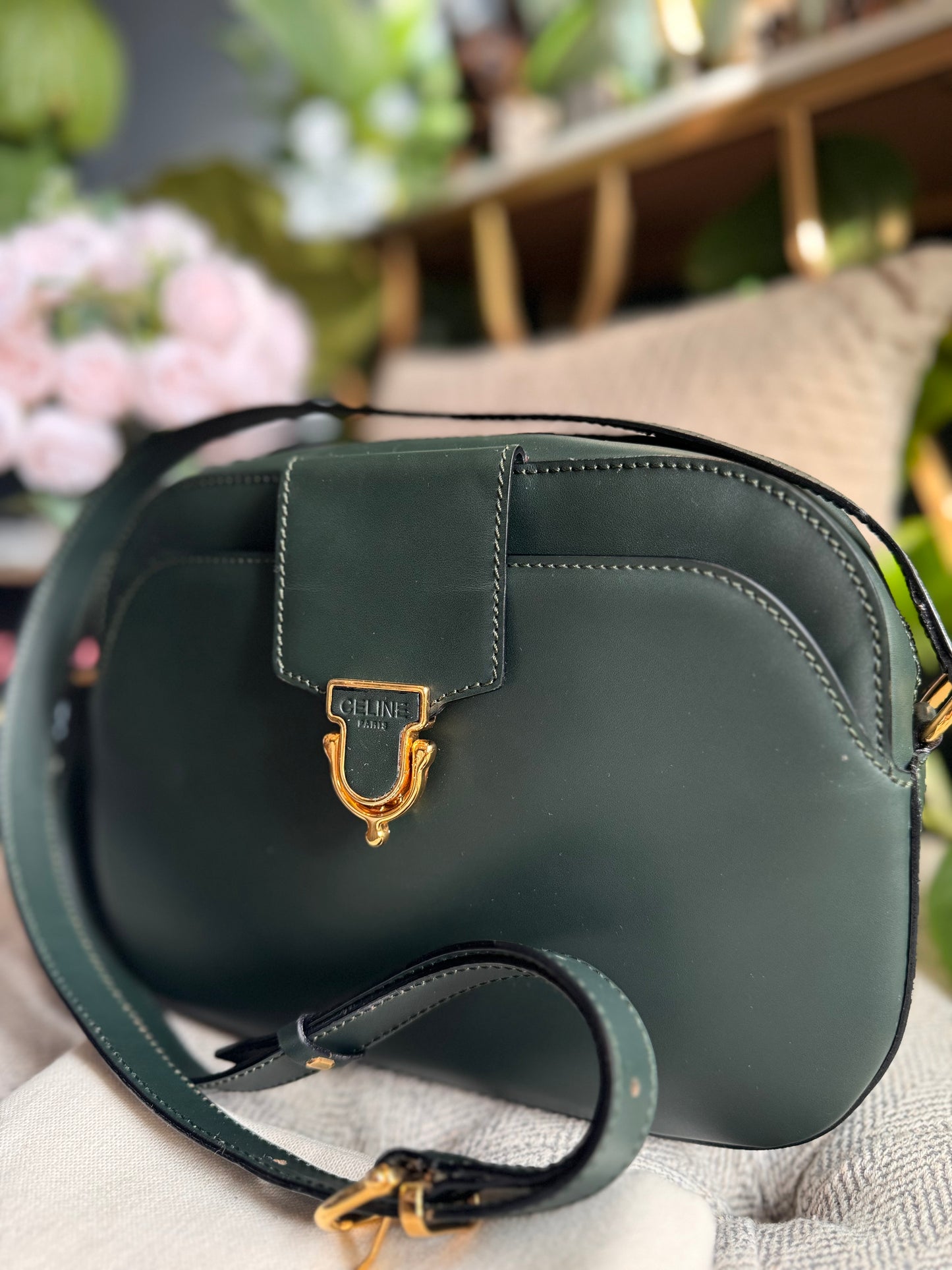Celine Vintage Camera Bag in Amazone
