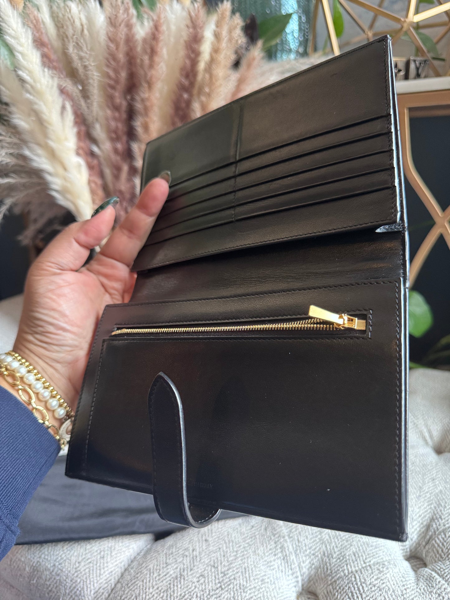 CELINE Large Wallet in Lizard Embossed Calfskin