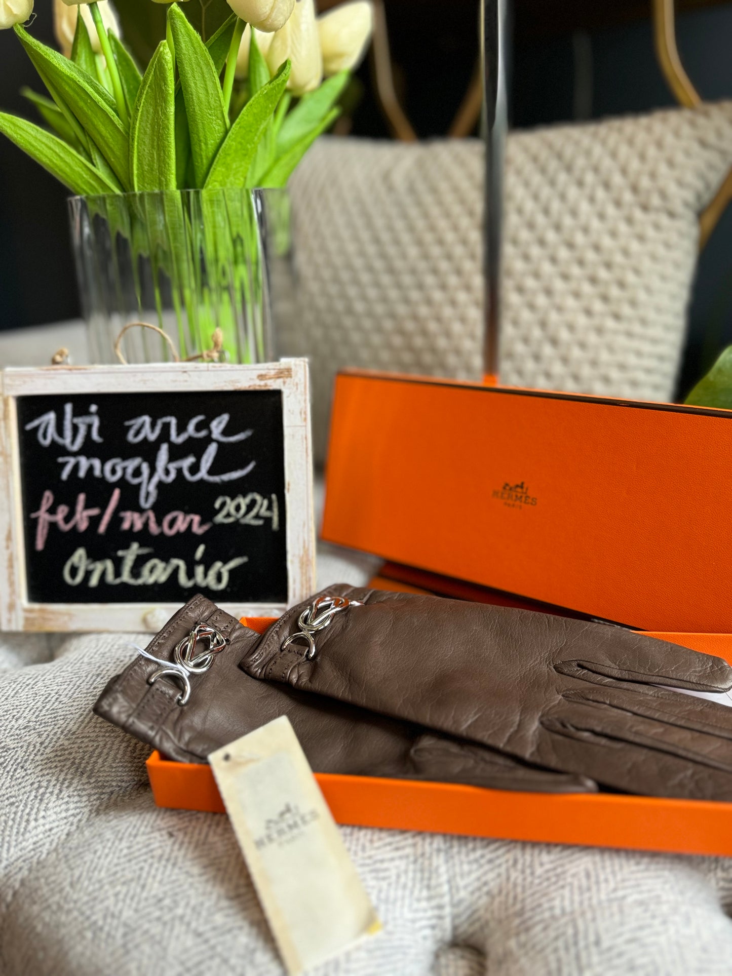 Hermes Fantaisie Leather Gloves
