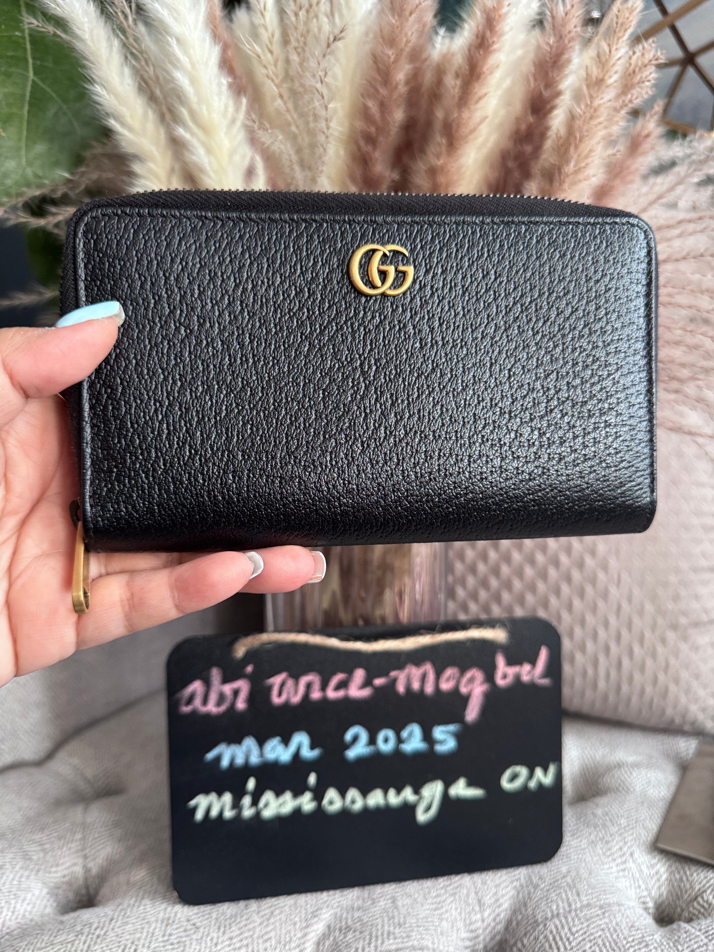 Gucci Black Fullsized Zippy Wallet with belt loops
