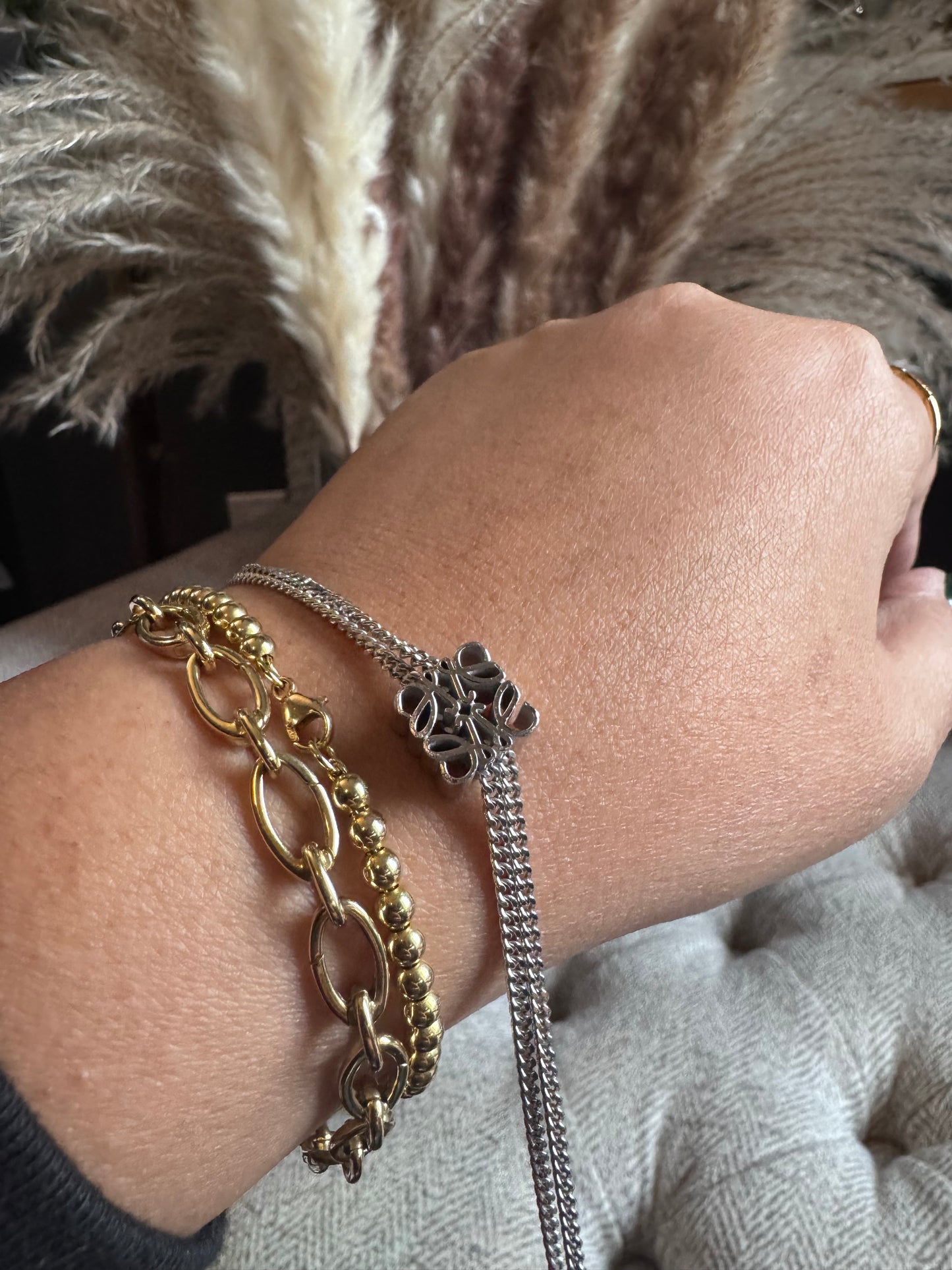 Loewe Sterling Silver Anagram Bracelet