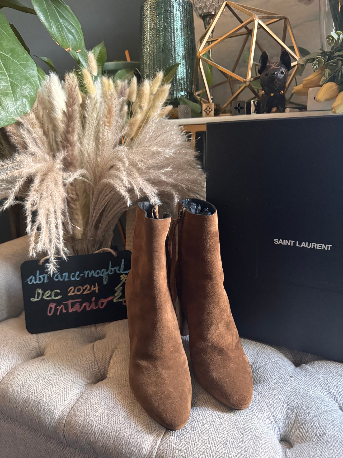 YSL Suede Heeled boots