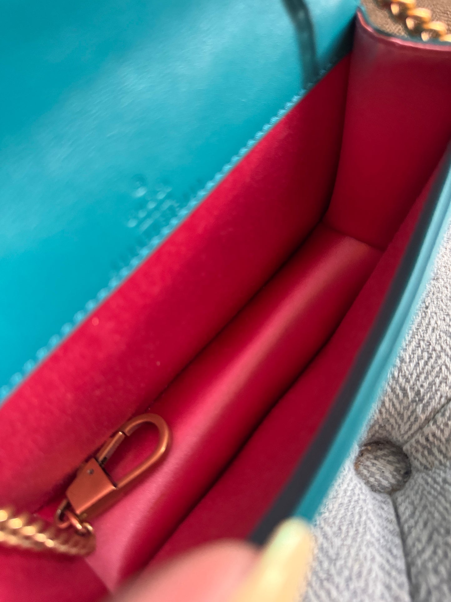 Gucci Velvet Matelasse GG Marmont Mini Bag Pavone Cyan