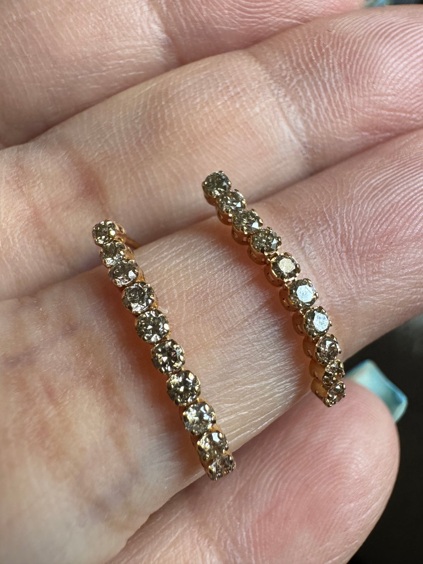 18K Yellow Gold Diamond Tennis Earrings