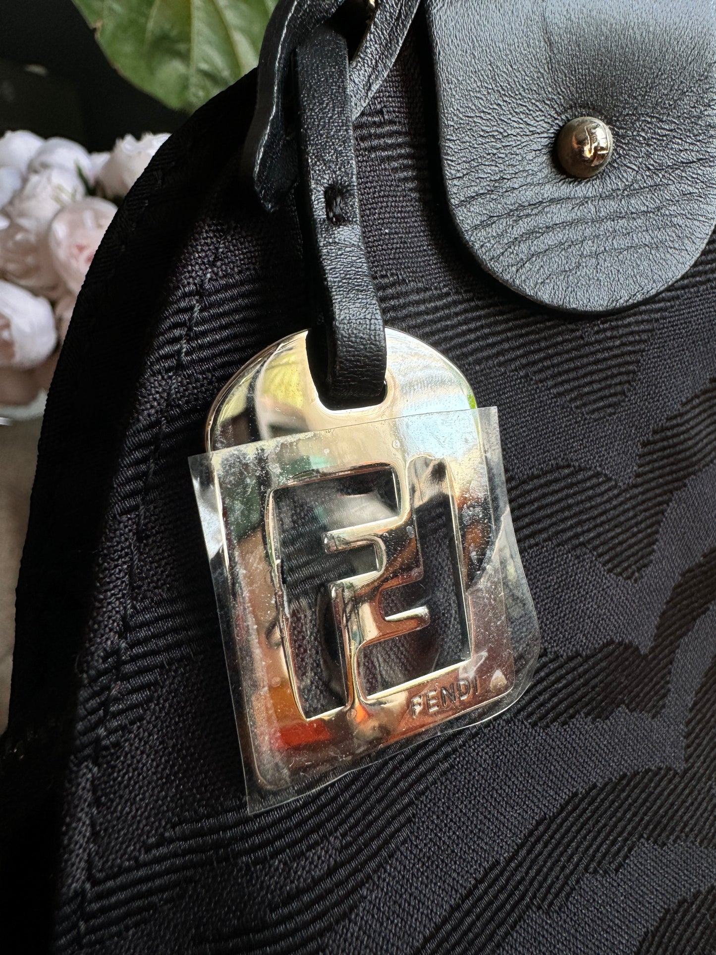 Fendi Zucca Zucchino FF Logo Zebra Print with Silver Monogram Tag