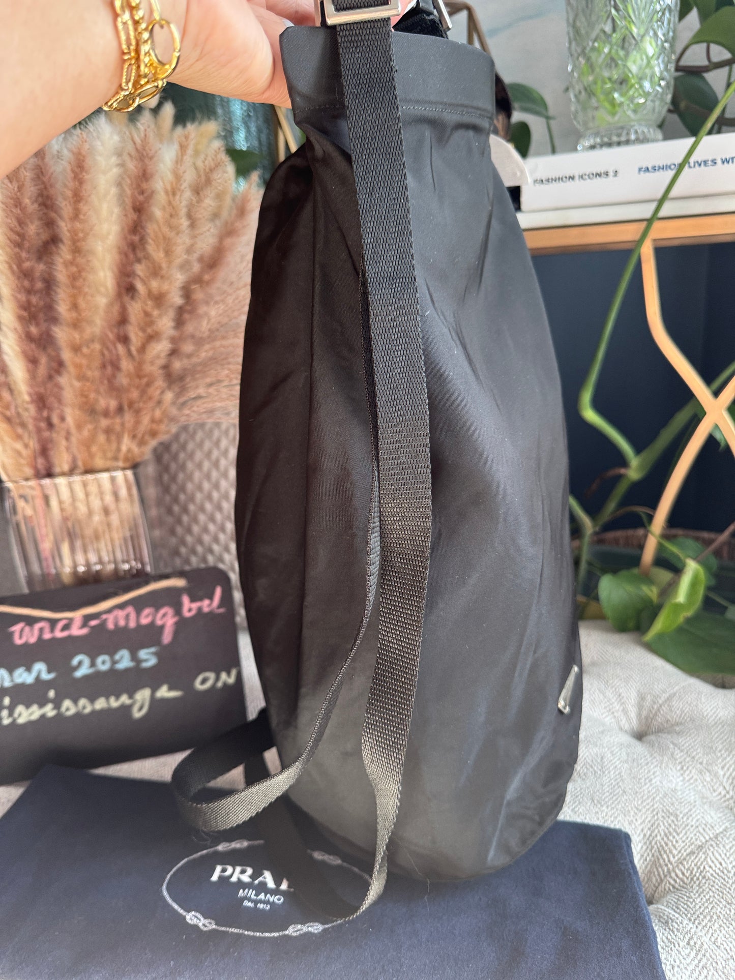 Prada Tessuto Black Nylon Shoulder Bag /Bottle Holder