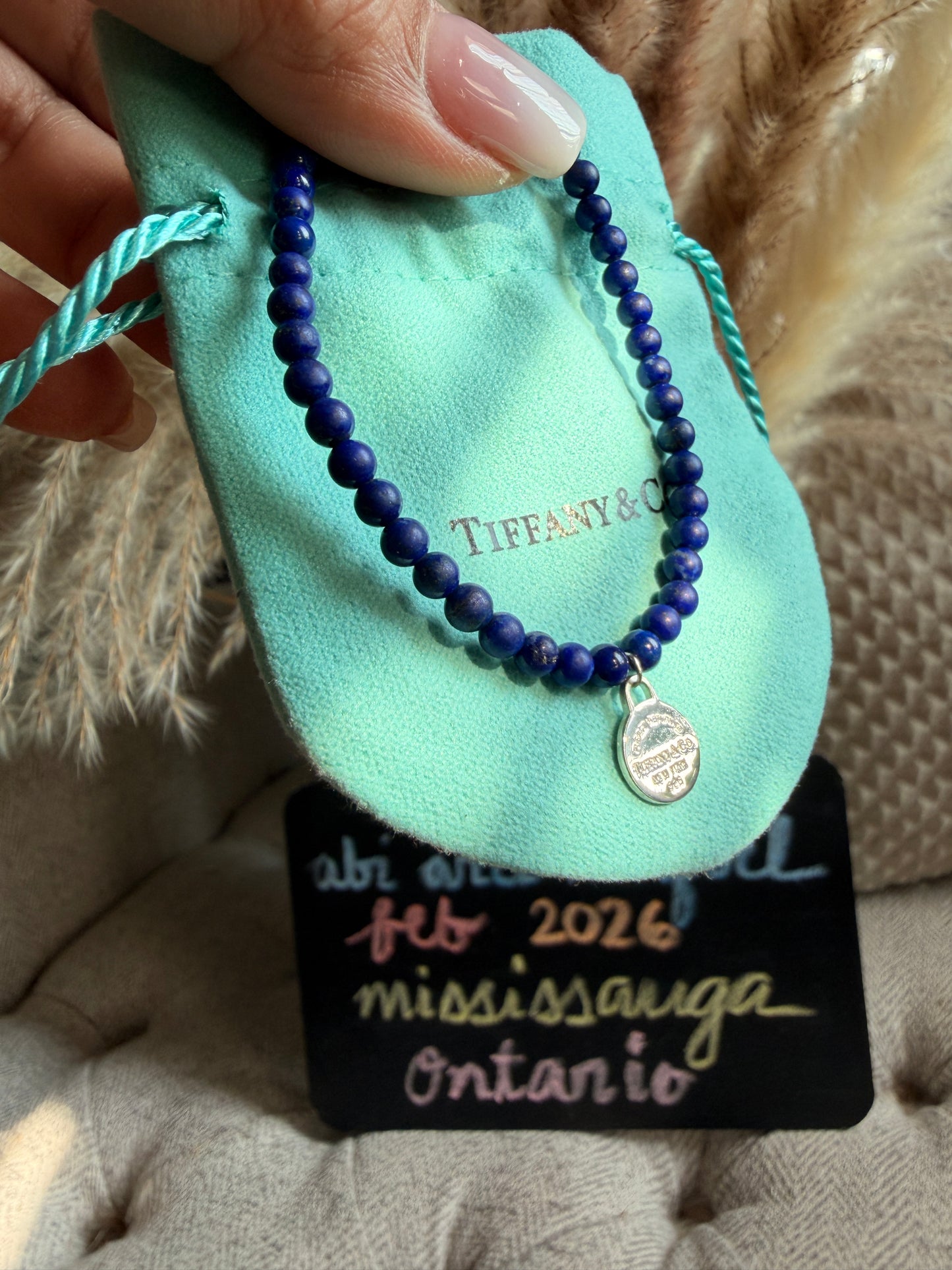 Tiffany&Co RETIRED Lapis Lazuli Return to Tiffany 4mm bead bracelet. HTF!