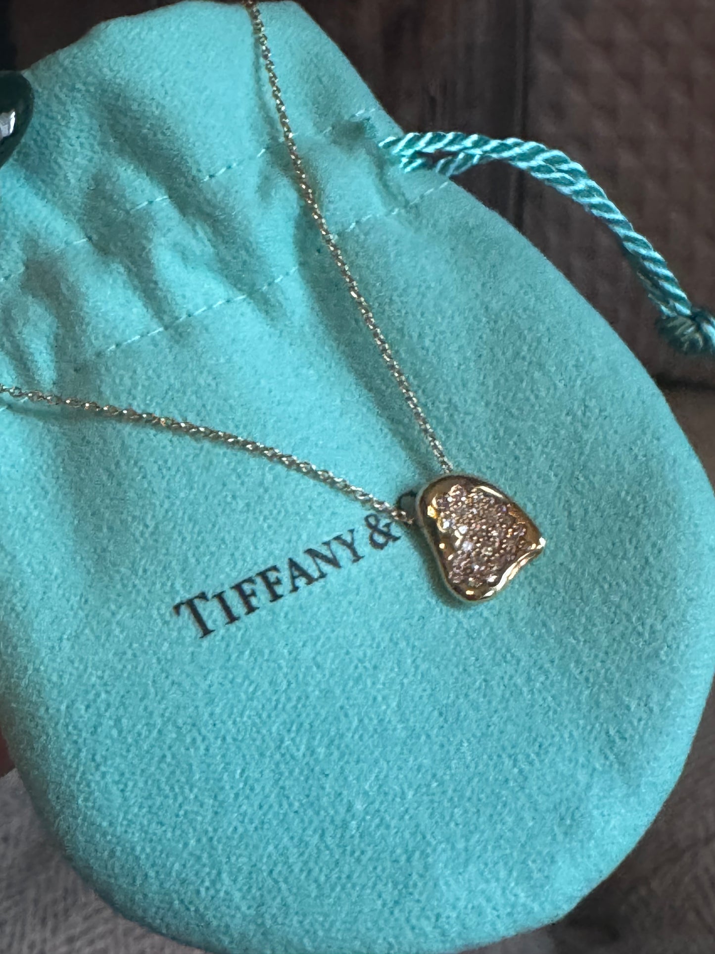 Tiffany & Co. Elsa Peretti Full Heart K18YG Diamond Necklace Ladies Authentic