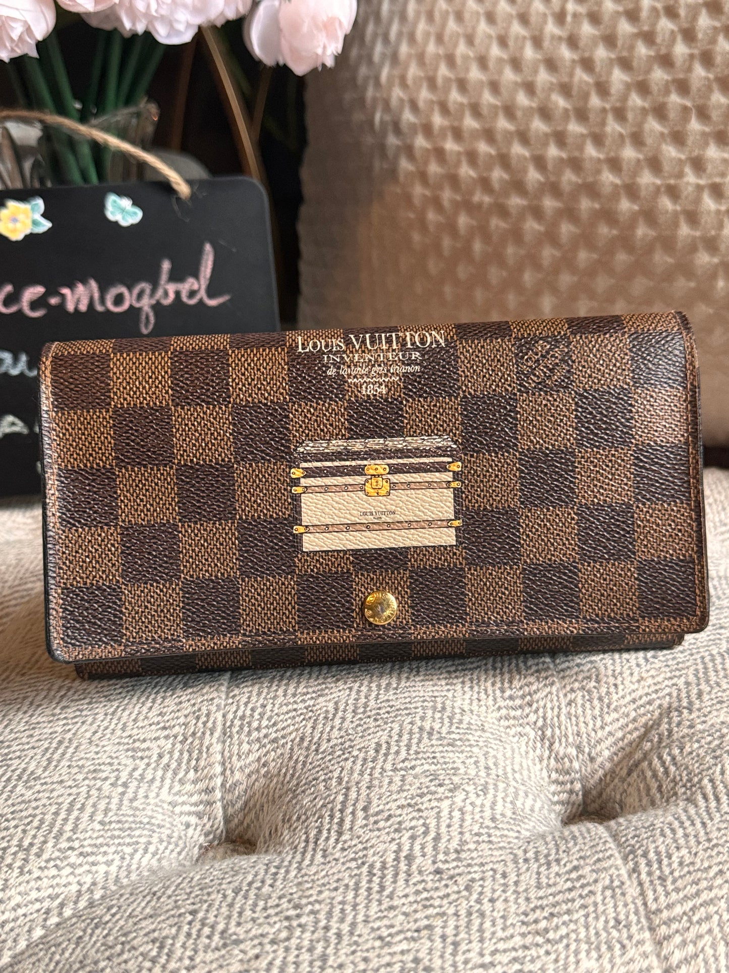 Louis Vuitton Damier Ebene Trunks and Locks Sarah Wallet