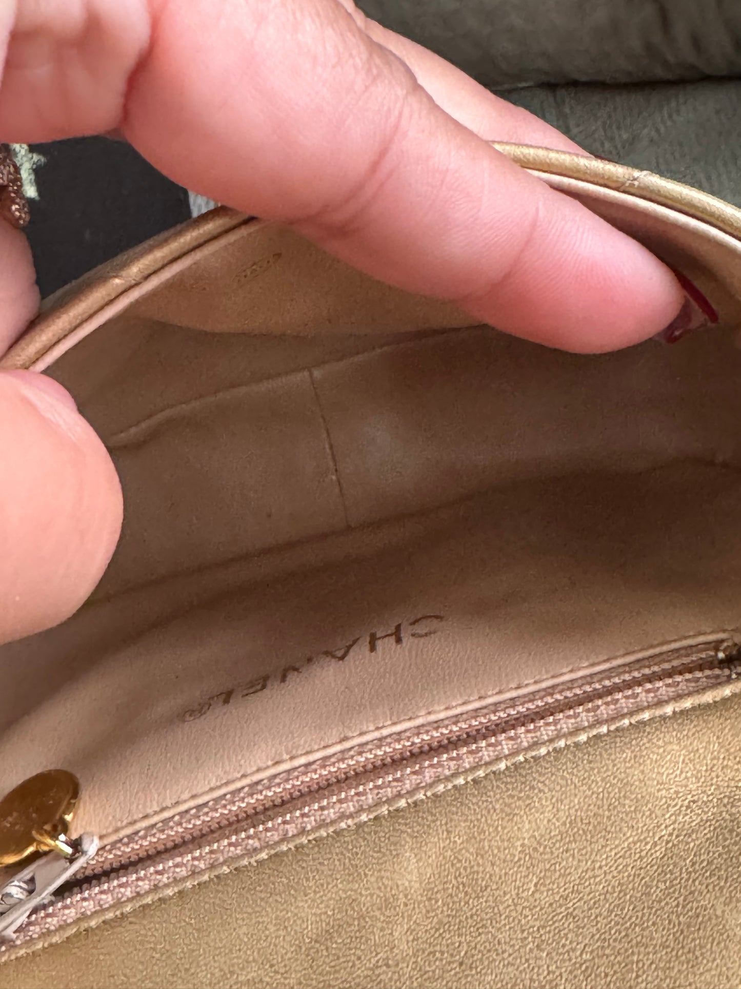 Chanel Metallic Lambskin Quilted Mini Flap Gold