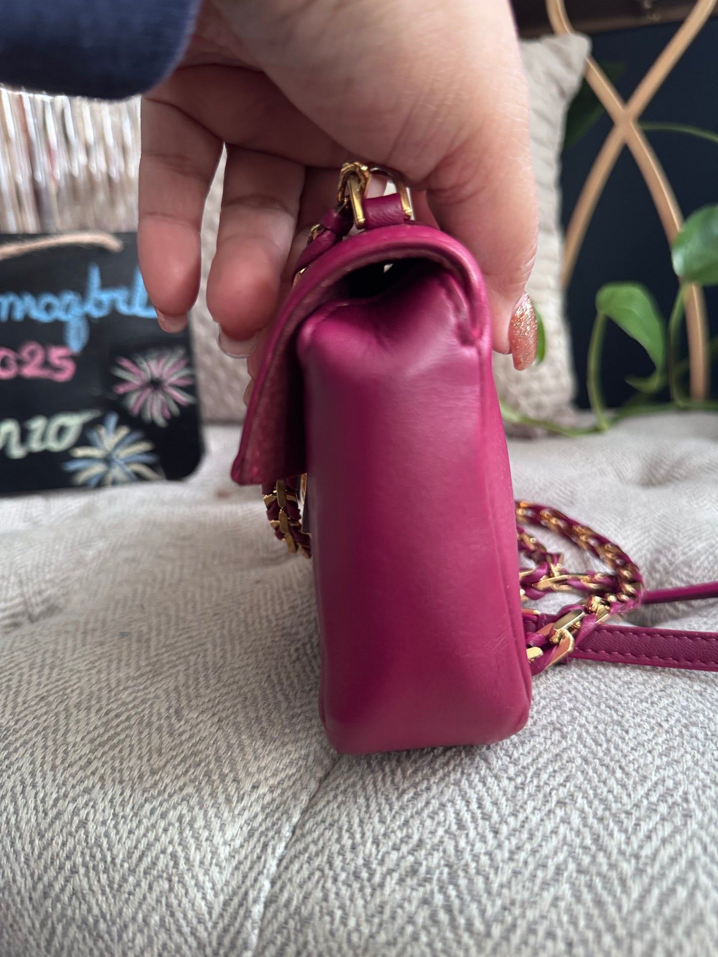 FENDI Nappa Mini Be Baguette Shoulder Bag Ciclamino