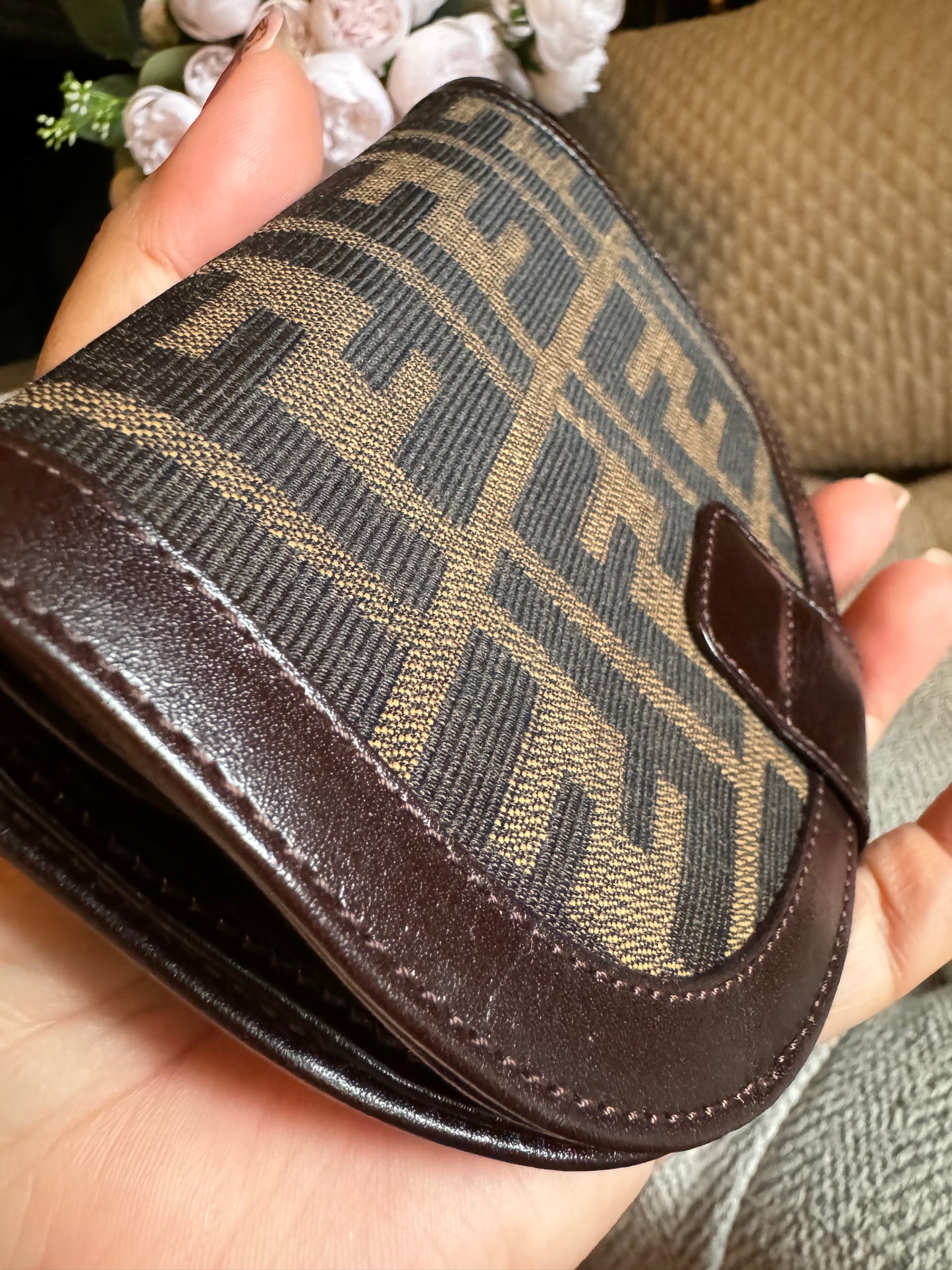 Fendi Zucca halfmoon wallet