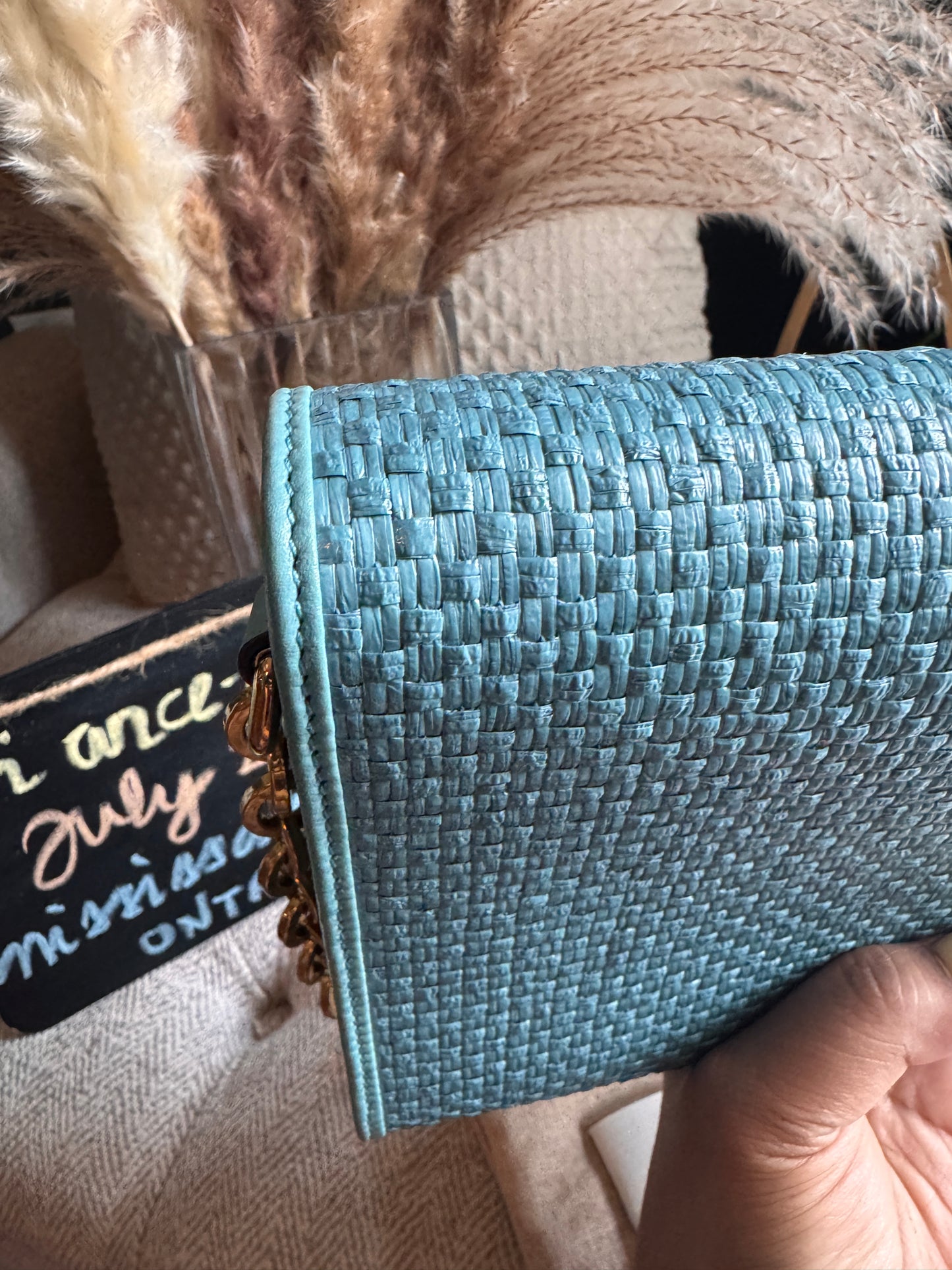 Gucci Horsebit 1955 Raffia Chain Bag