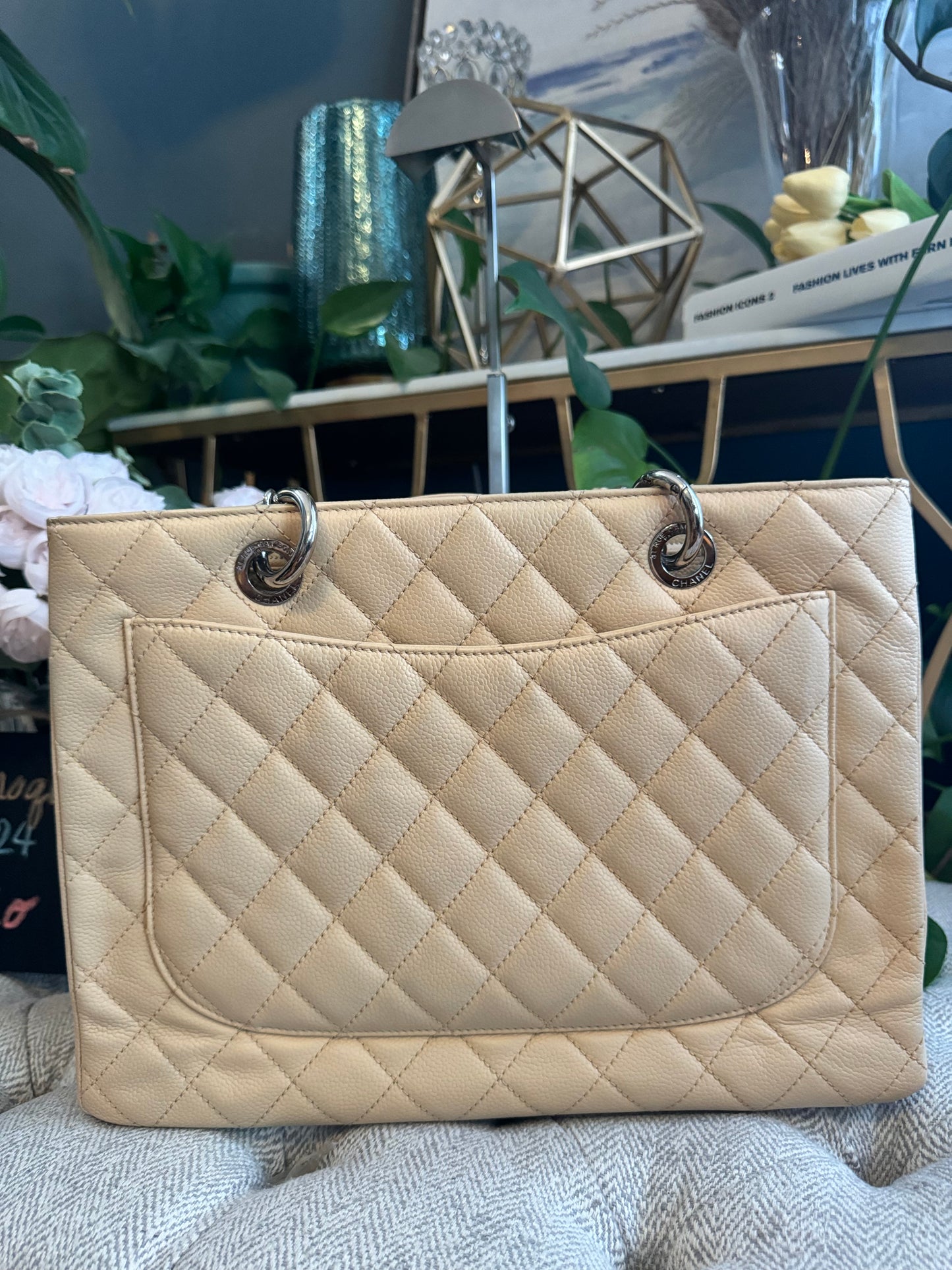 Chanel Beige Caviar GST with Silver Hardware