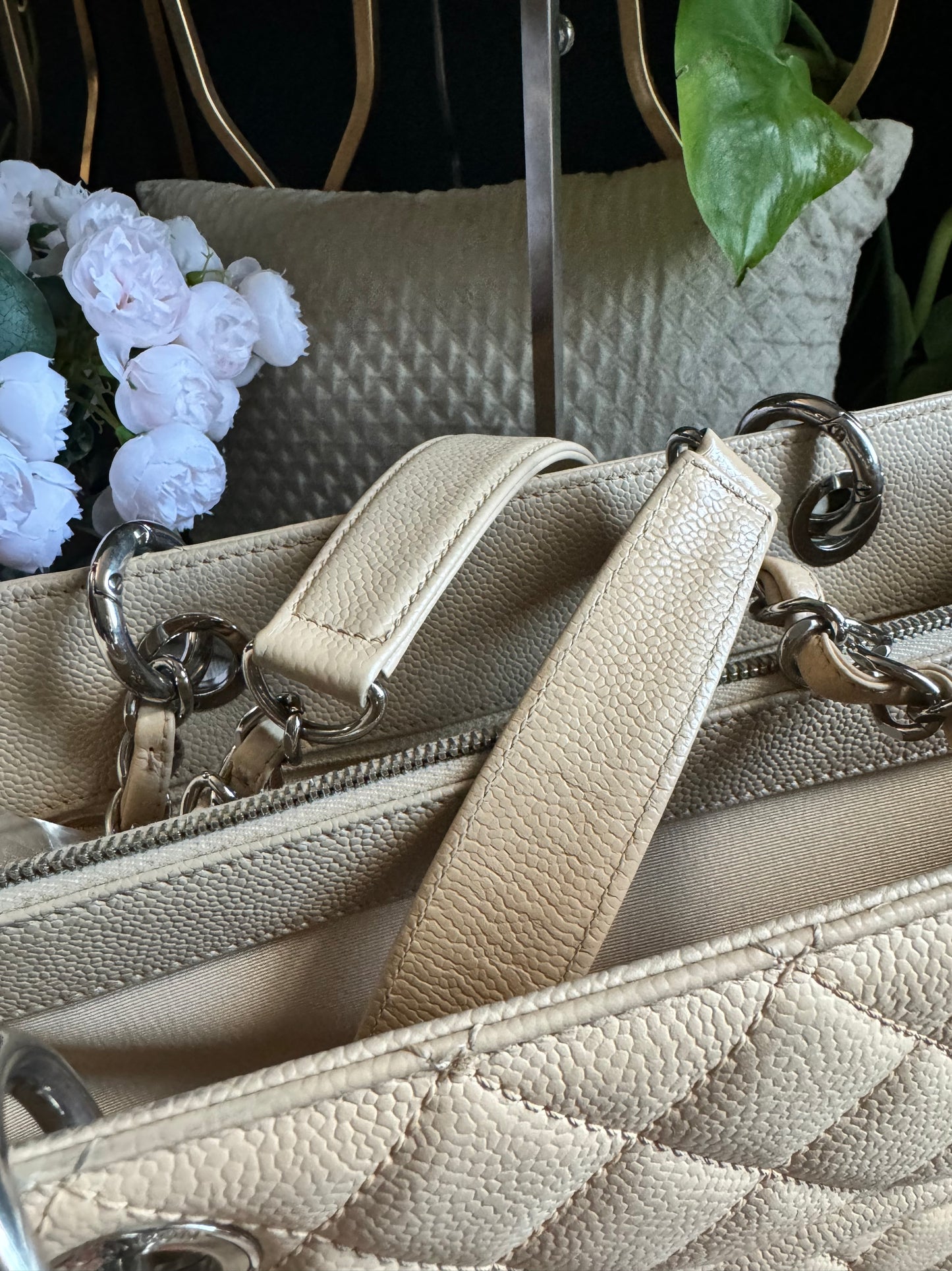 Chanel Beige Caviar GST with Silver Hardware