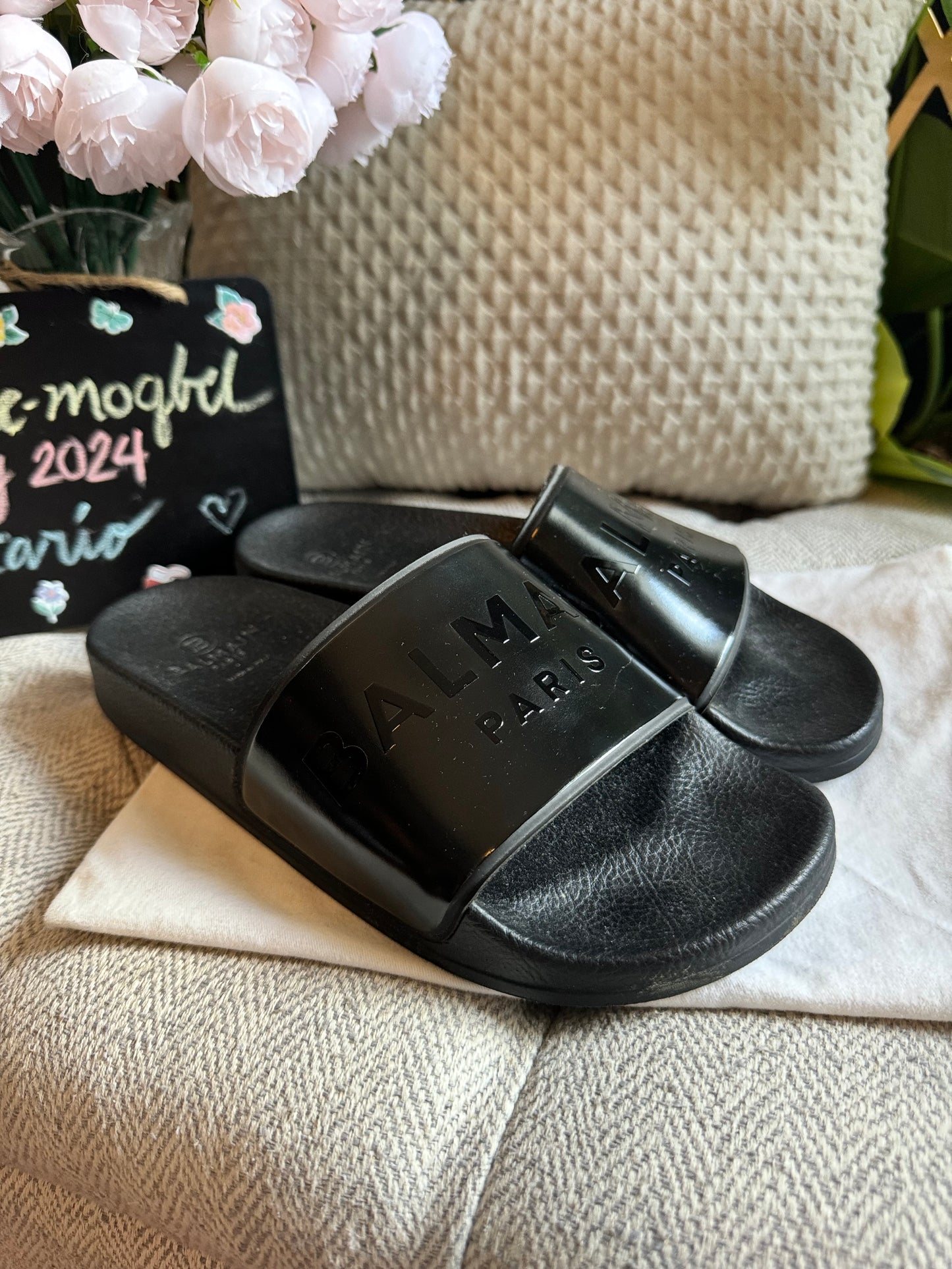 Balmain Logo Printed Slides