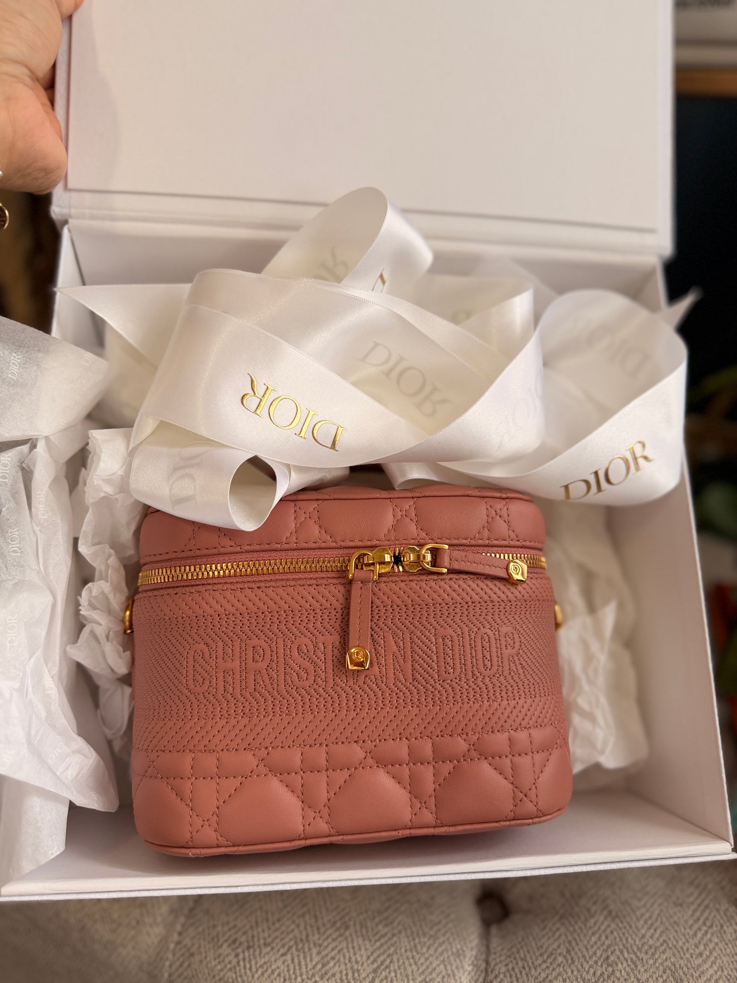 Christian Dior Lambskin Cannage Small Vanity Case
