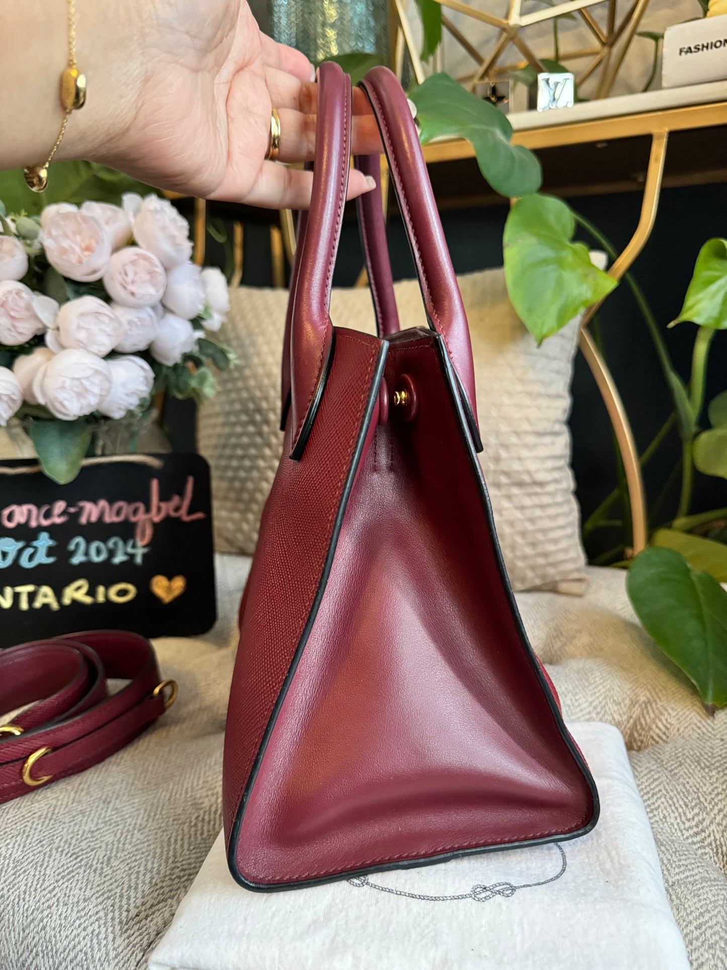 PRADA Saffiano Cuir Small Monochrome Top Handle Tote