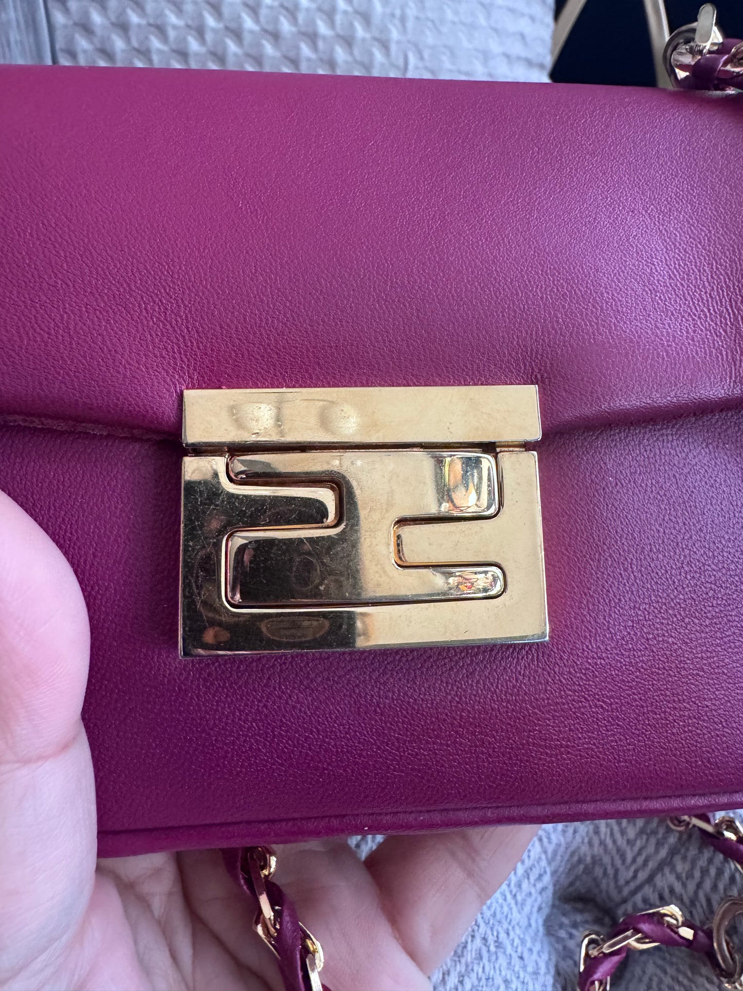 FENDI Nappa Mini Be Baguette Shoulder Bag Ciclamino