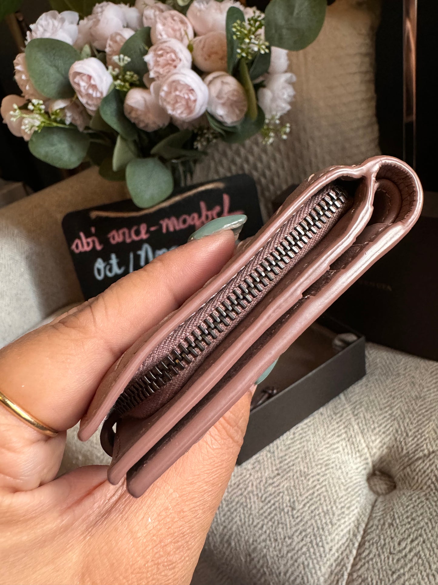 Bottega Veneta Compact Wallet in blush