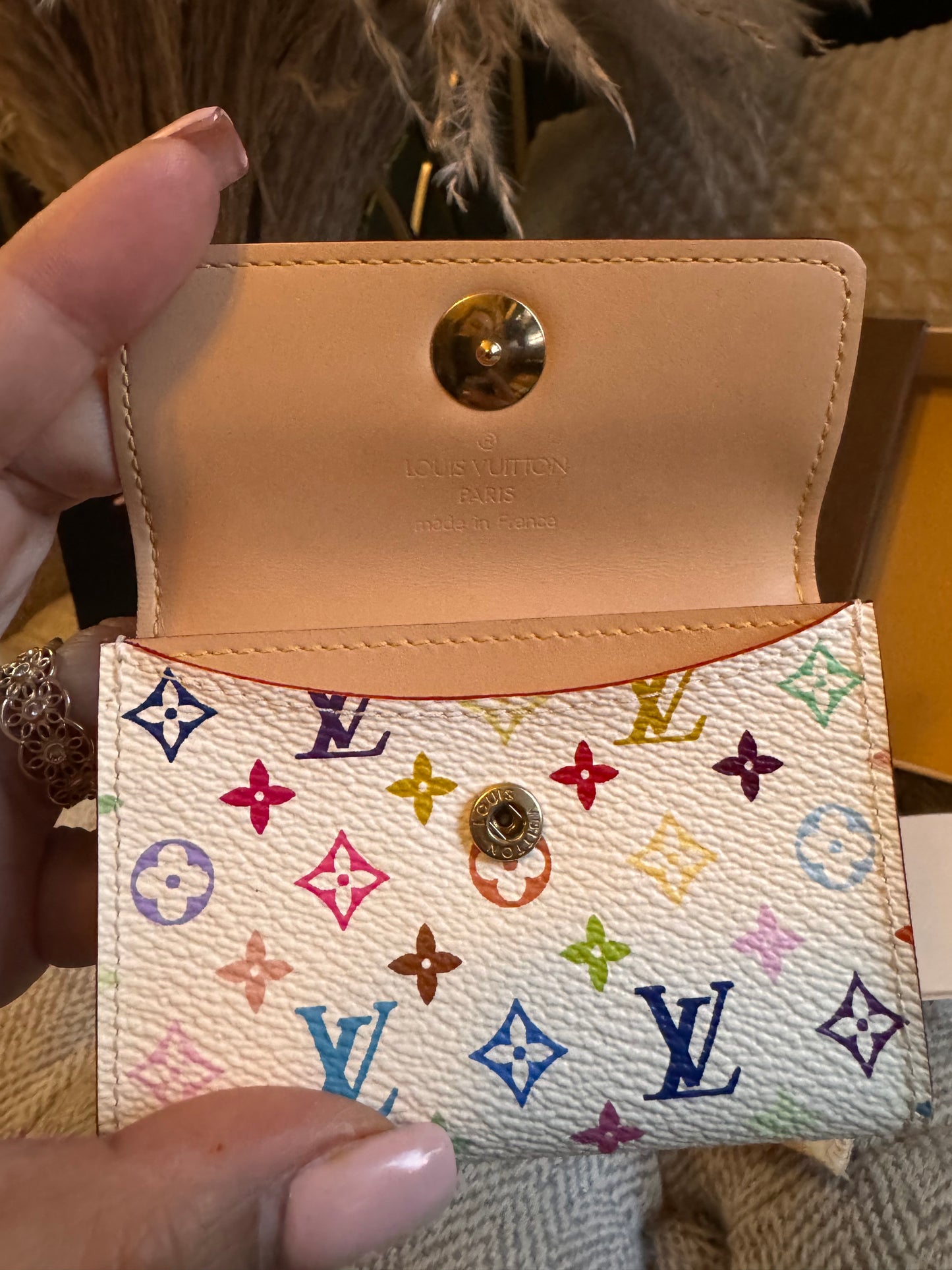 Louis Vuitton x Takashi Murakami Multicolor Business Cardholder in Blanc