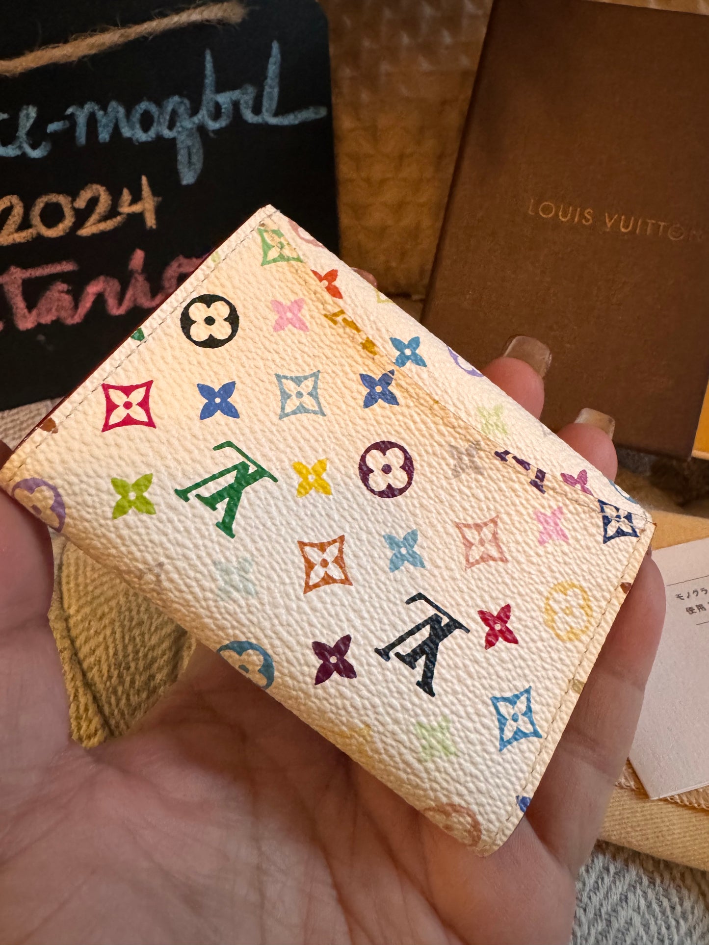 Louis Vuitton x Takashi Murakami Multicolor Business Cardholder in Blanc