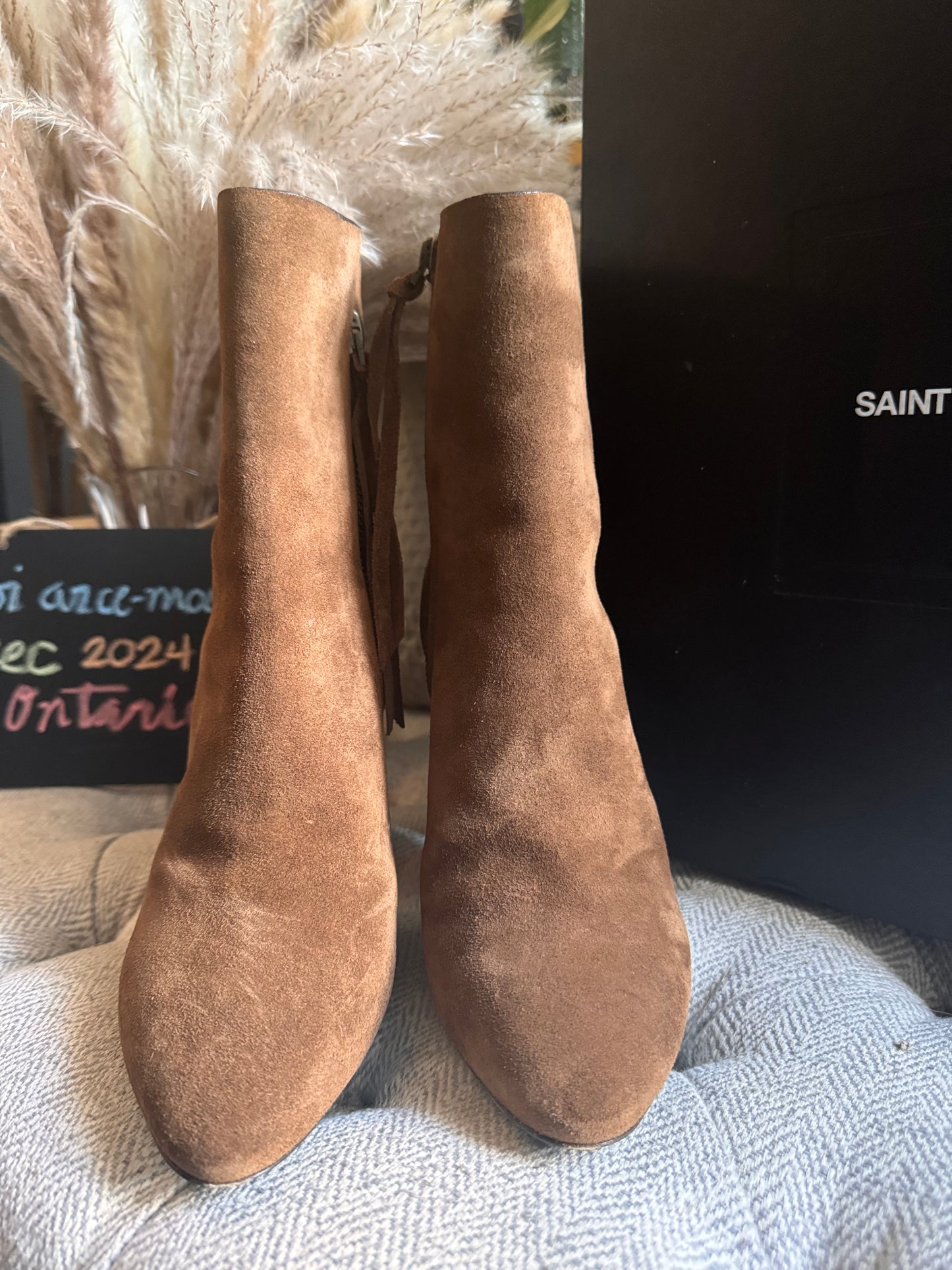 YSL Suede Heeled boots