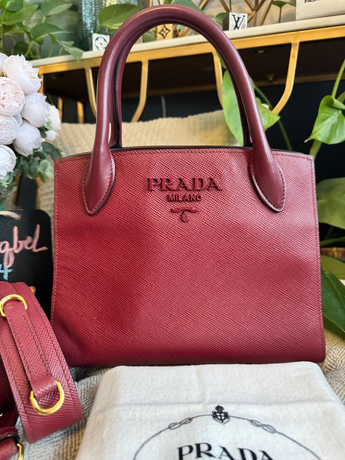 PRADA Saffiano Cuir Small Monochrome Top Handle Tote