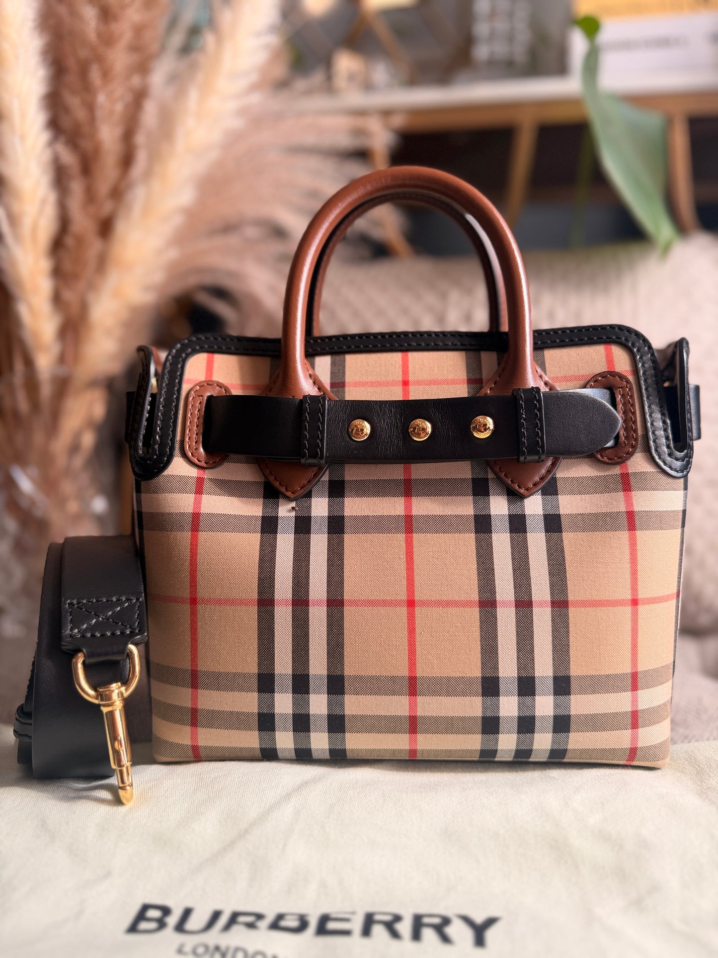 BURBERRY Mini Vintage Check Triple Stud Belt Bag