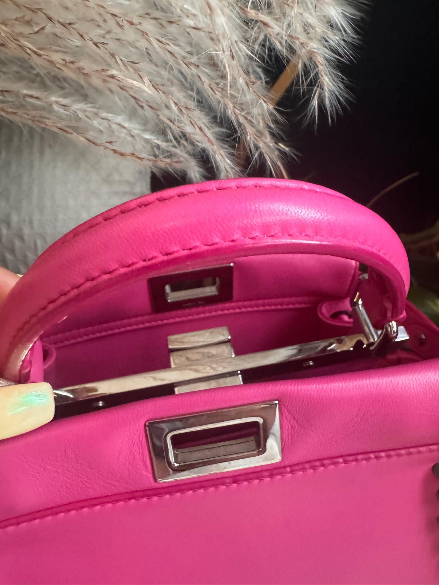 FENDI
Nappa Lace Up Mini Peekaboo Iconic Satchel in Geranio