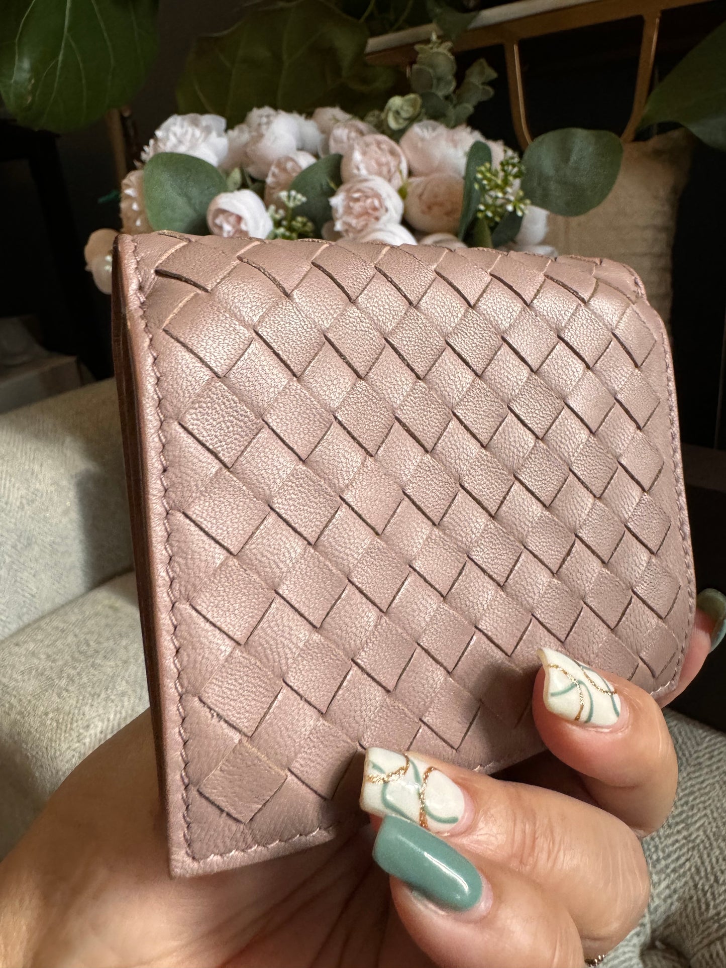 Bottega Veneta Compact Wallet in blush
