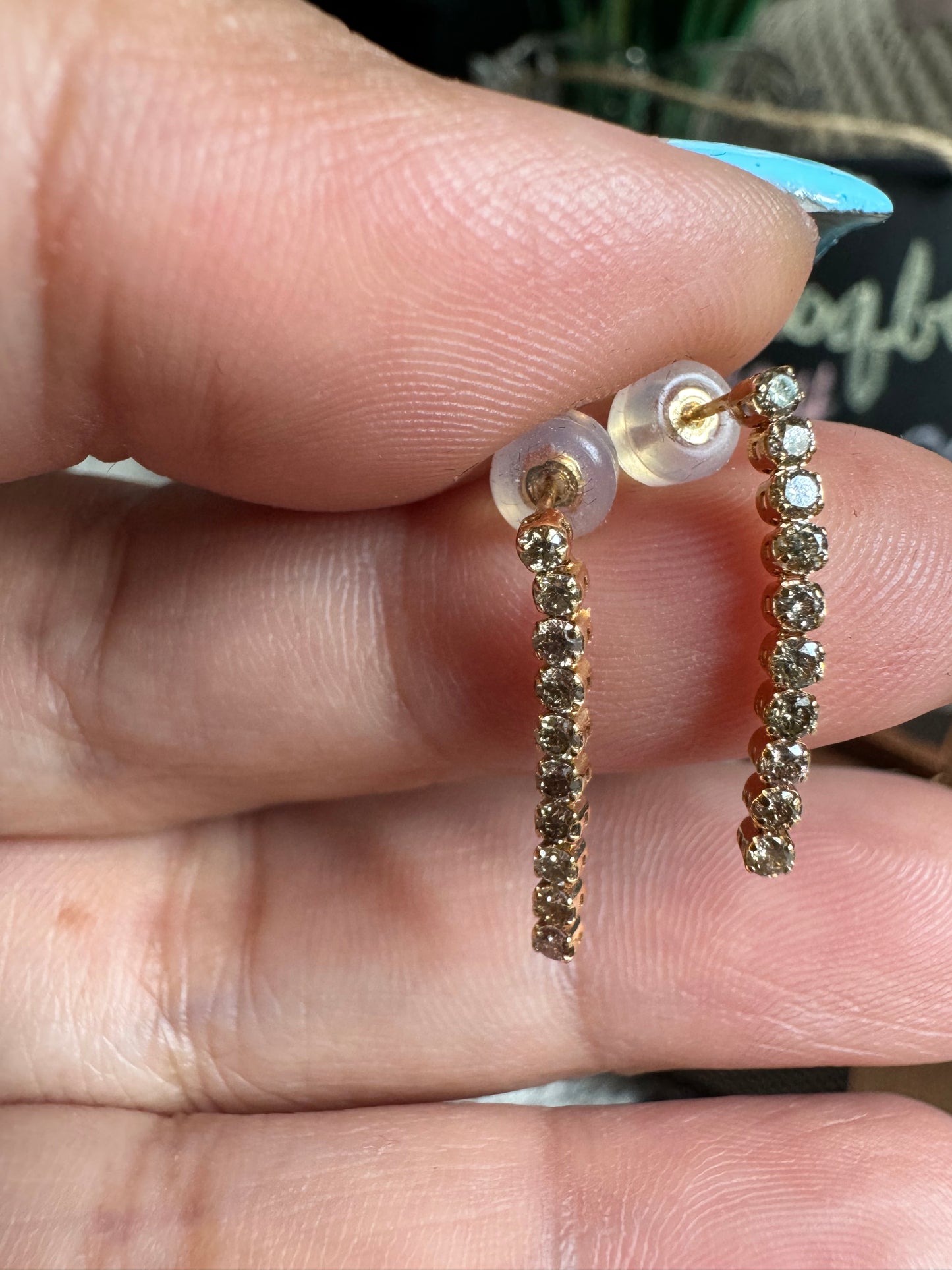 18K Yellow Gold Diamond Tennis Earrings