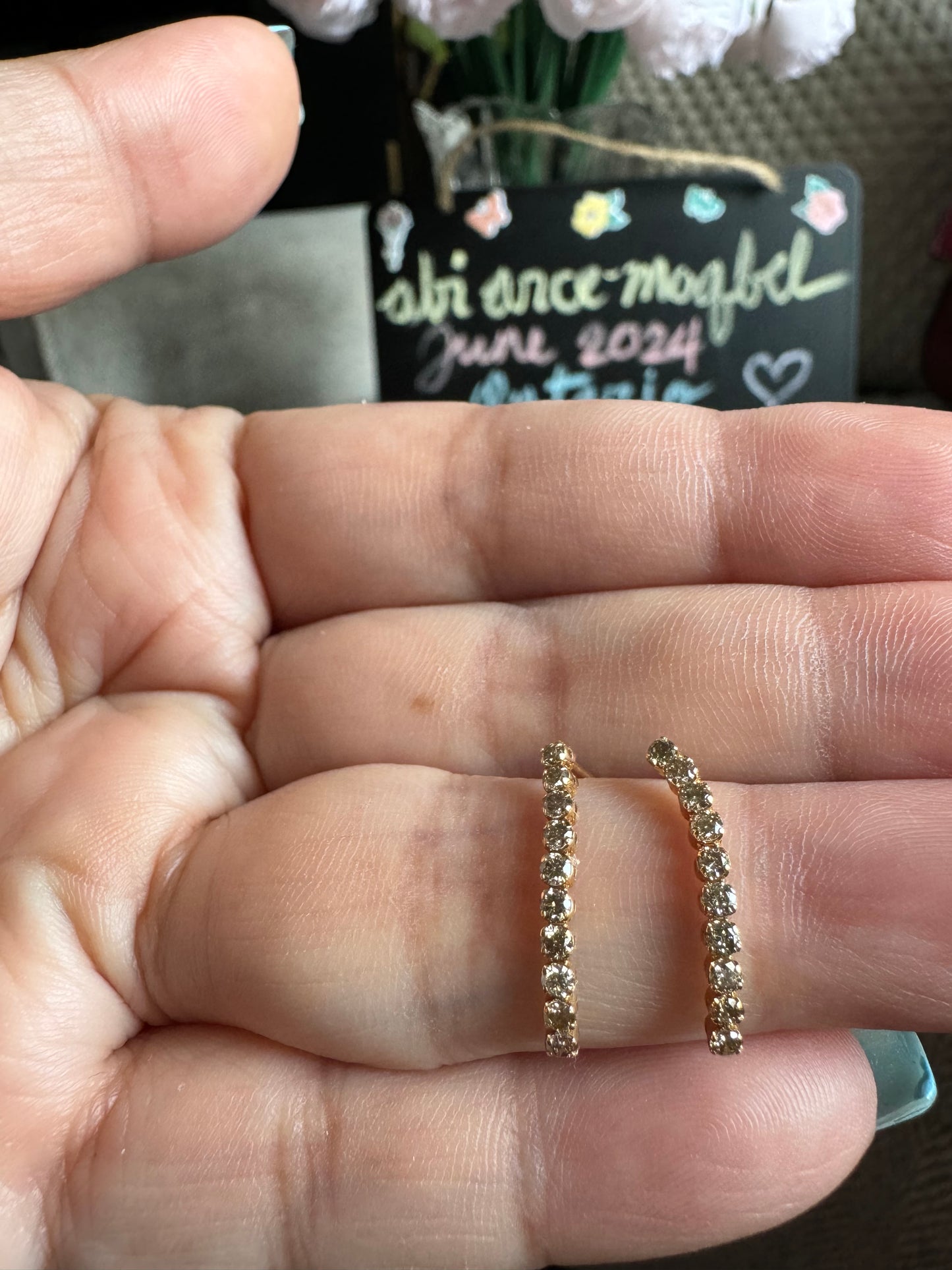 18K Yellow Gold Diamond Tennis Earrings