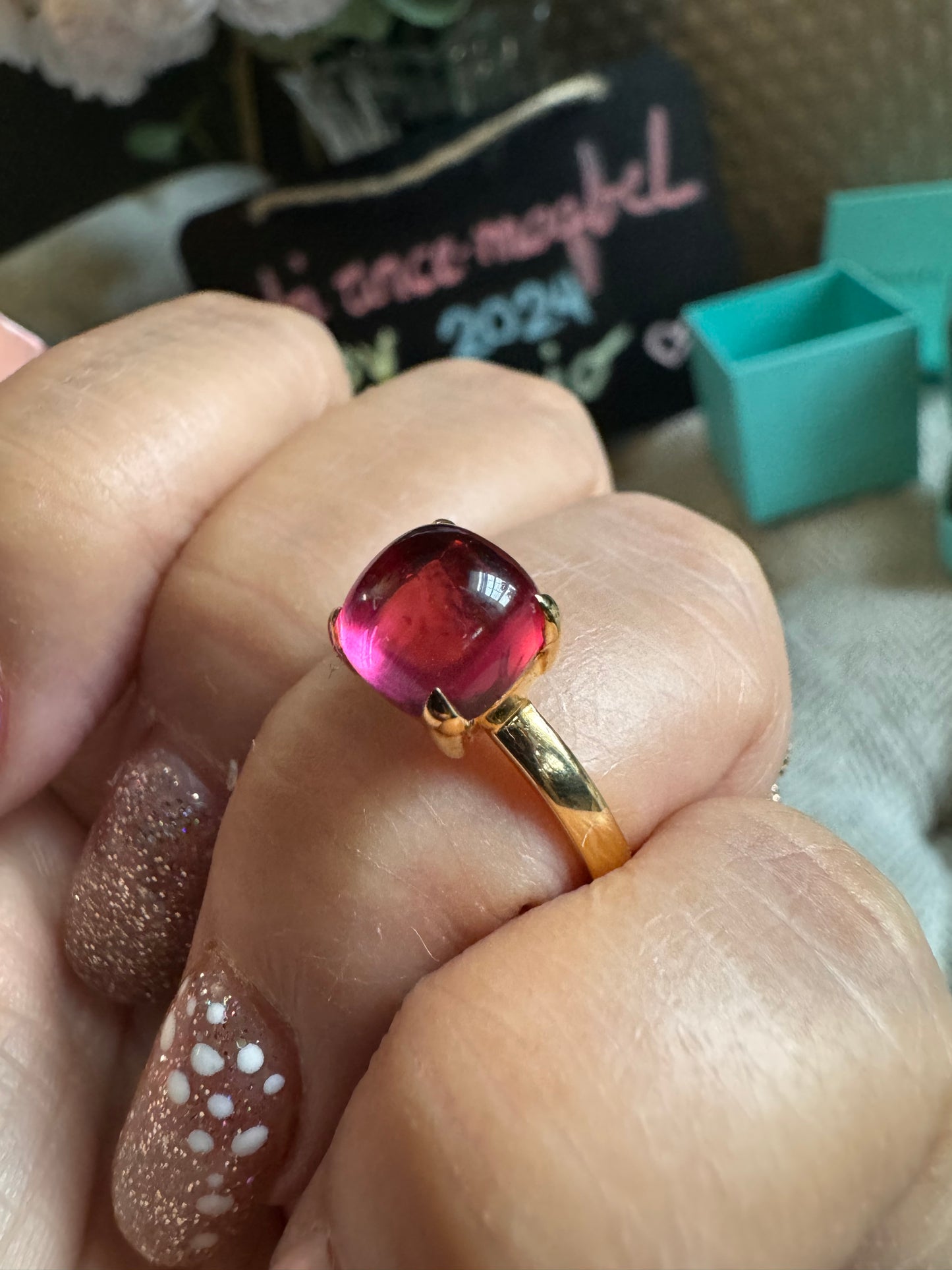 Tiffany&Co 18k Sugar Stack Tourmaline Ring