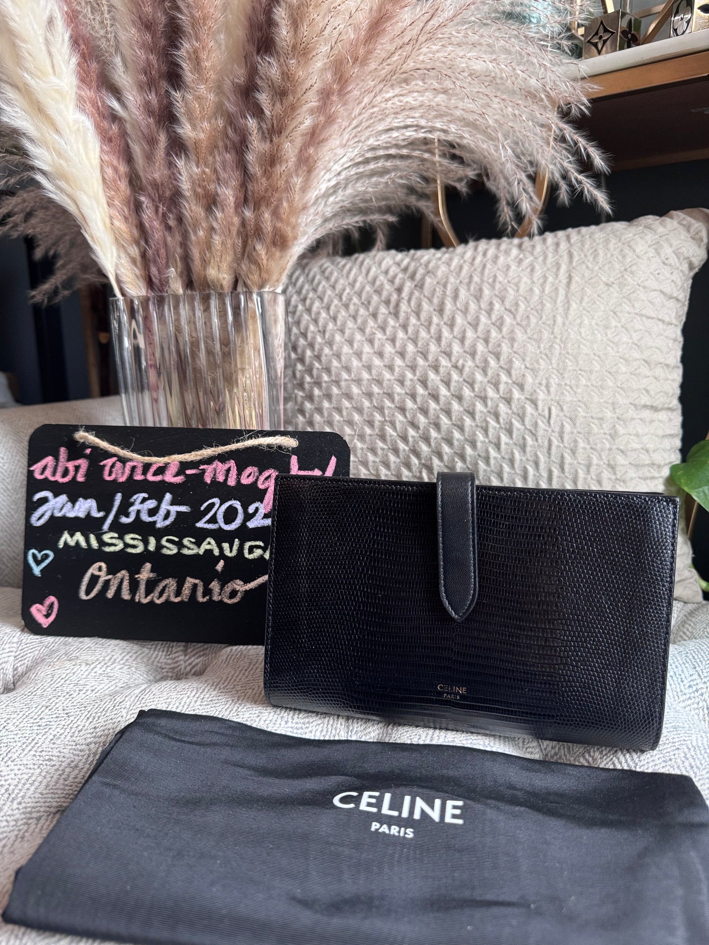 CELINE Large Wallet in Lizard Embossed Calfskin