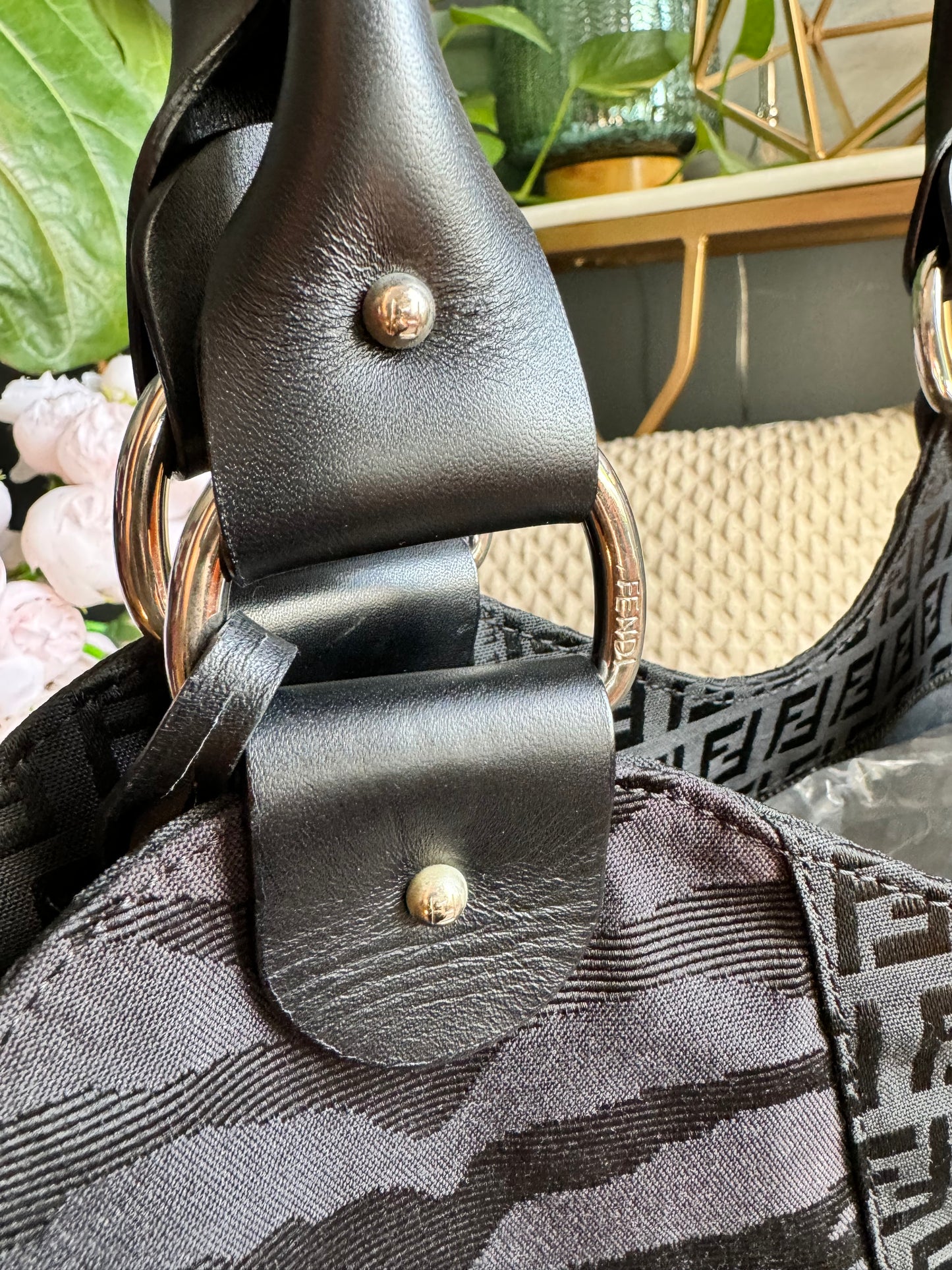 Fendi Zucca Zucchino FF Logo Zebra Print with Silver Monogram Tag