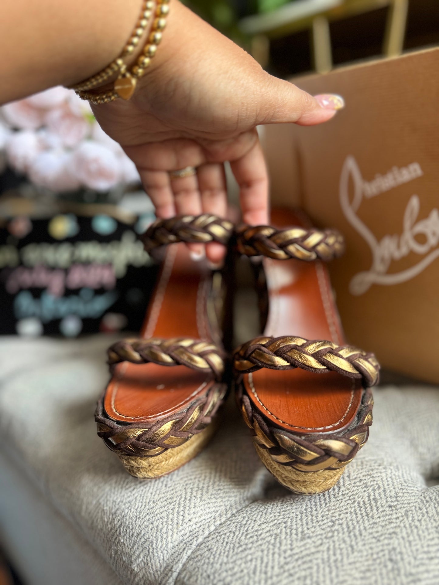 Christian Louboutin Cadena Tresse 140 Wedge Sandals