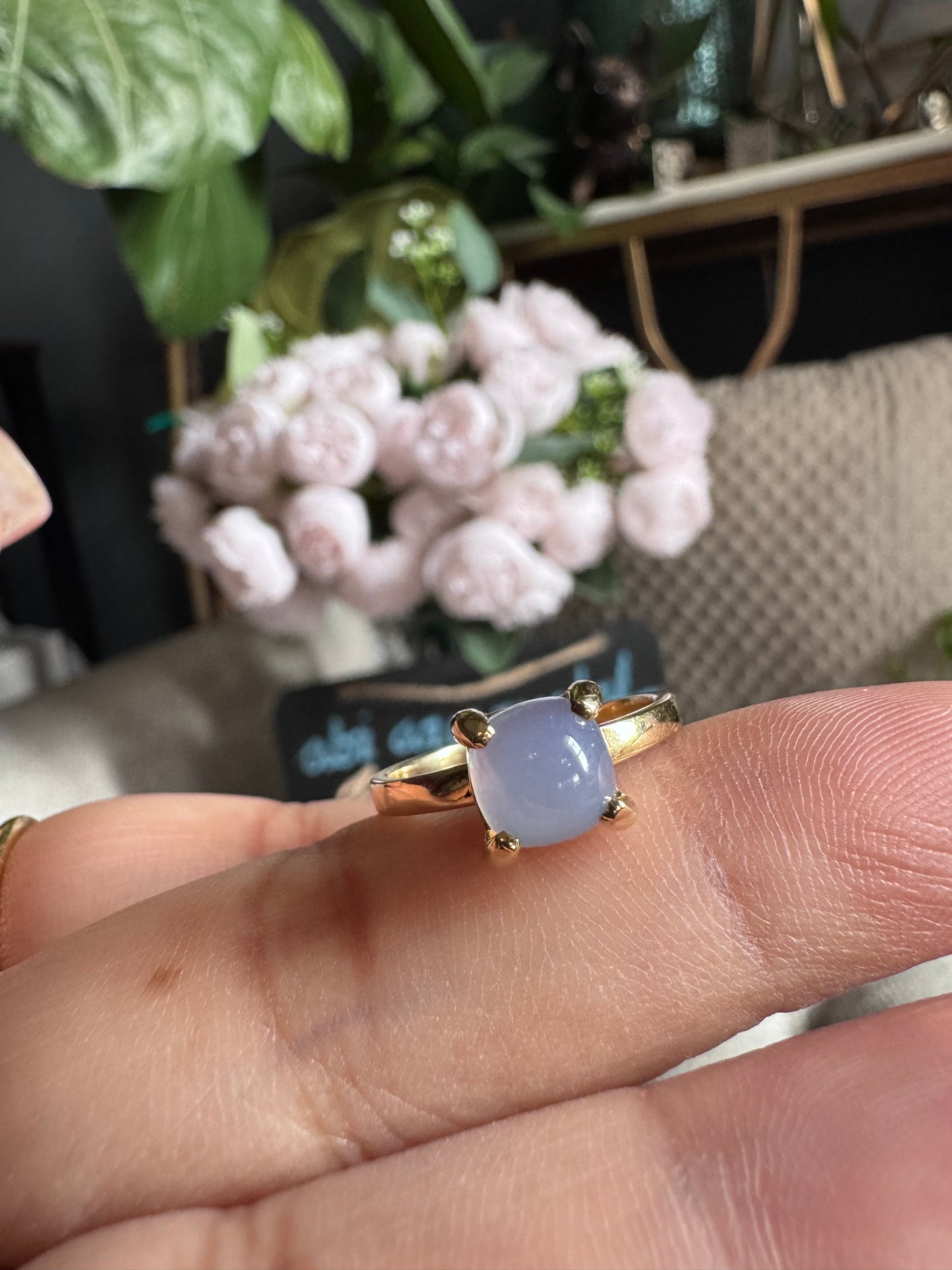 RARE Tiffany & Co. Sugar Stack 18k Gold Paloma Picasso Blue Chalcedony Ring