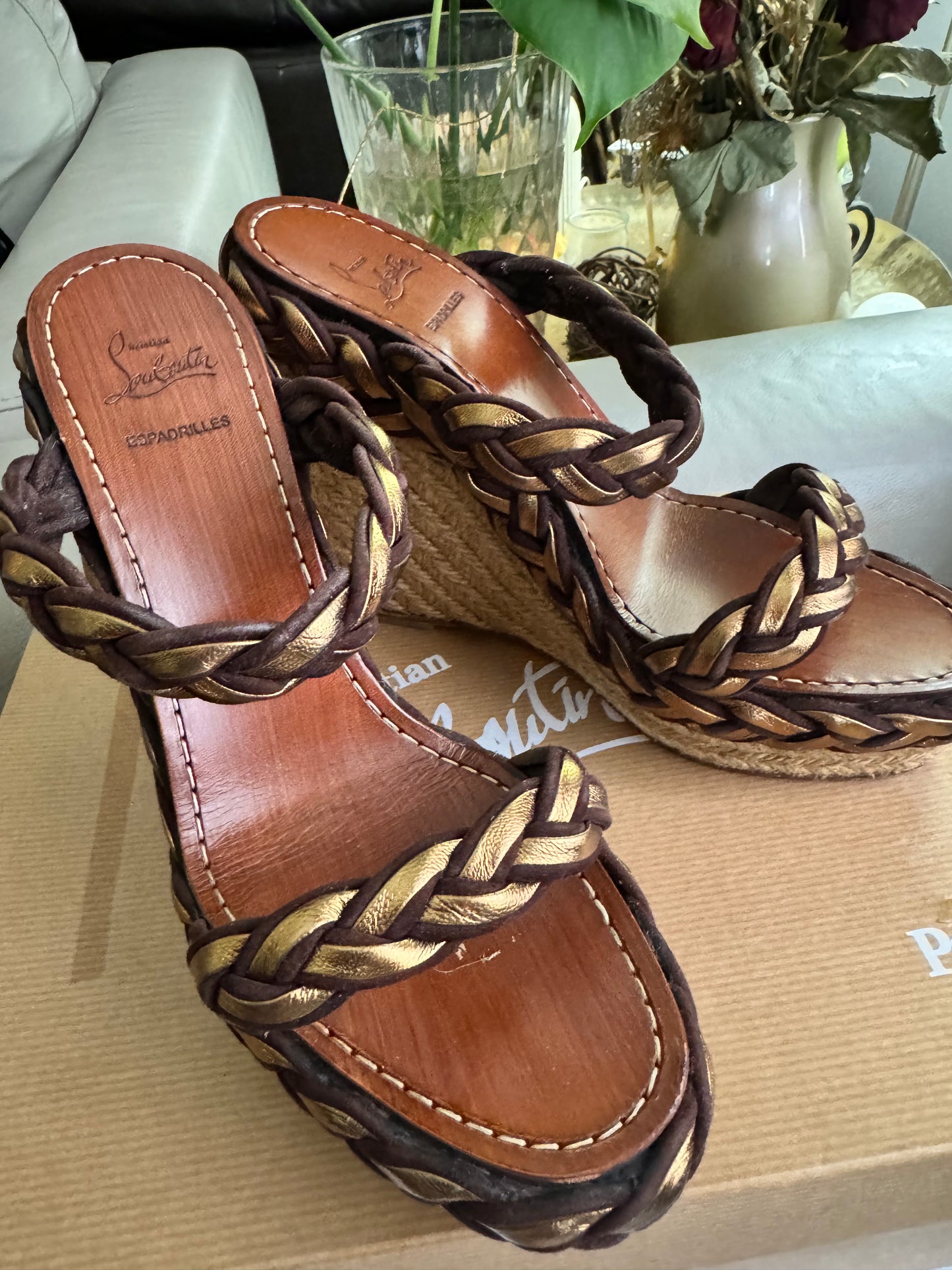 Christian Louboutin Cadena Tresse 140 Wedge Sandals
