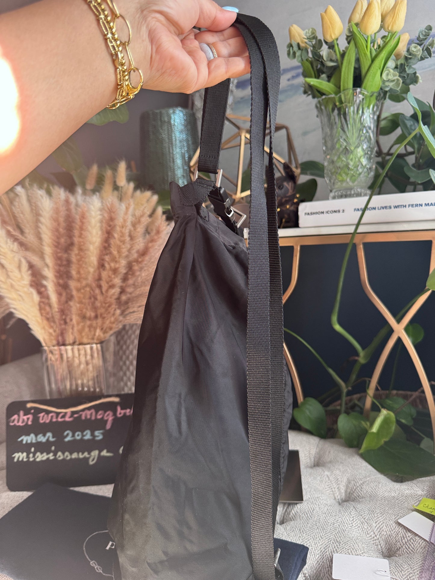 Prada Tessuto Black Nylon Shoulder Bag /Bottle Holder
