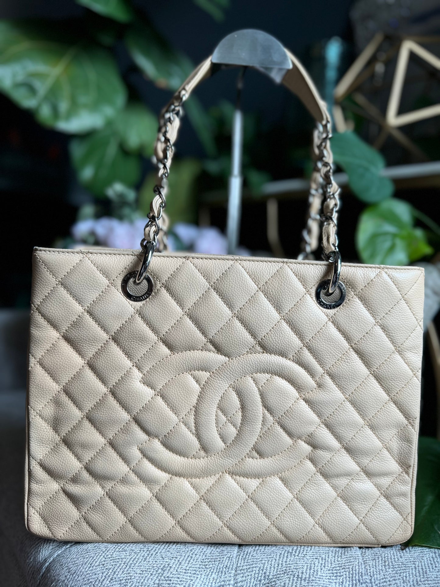 Chanel Beige Caviar GST with Silver Hardware
